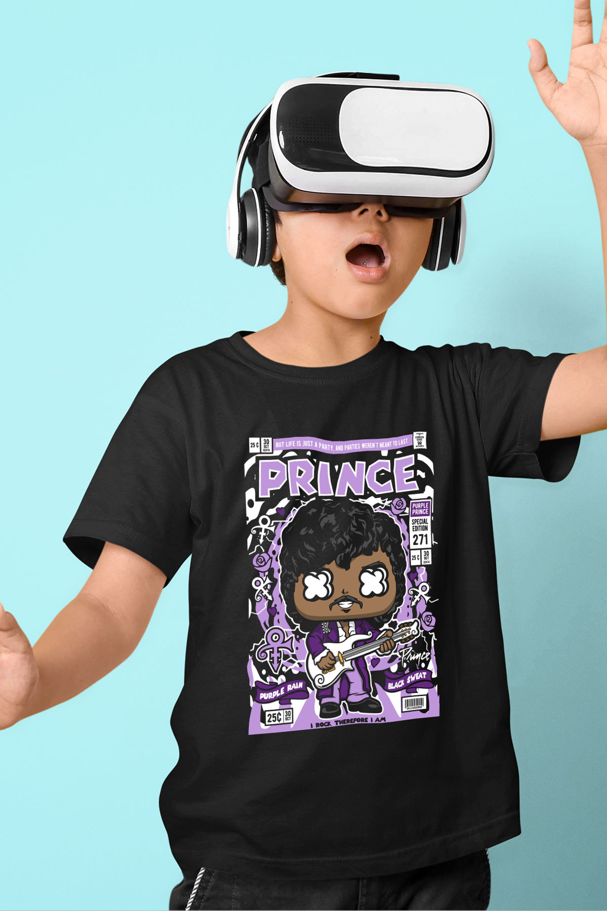 Prince Baskılı Unisex Siyah Çocuk Tişört