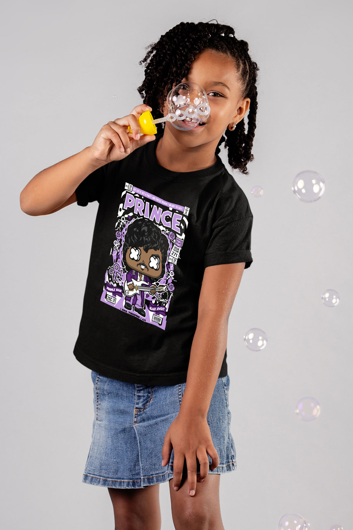 Prince Baskılı Unisex Siyah Çocuk Tişört