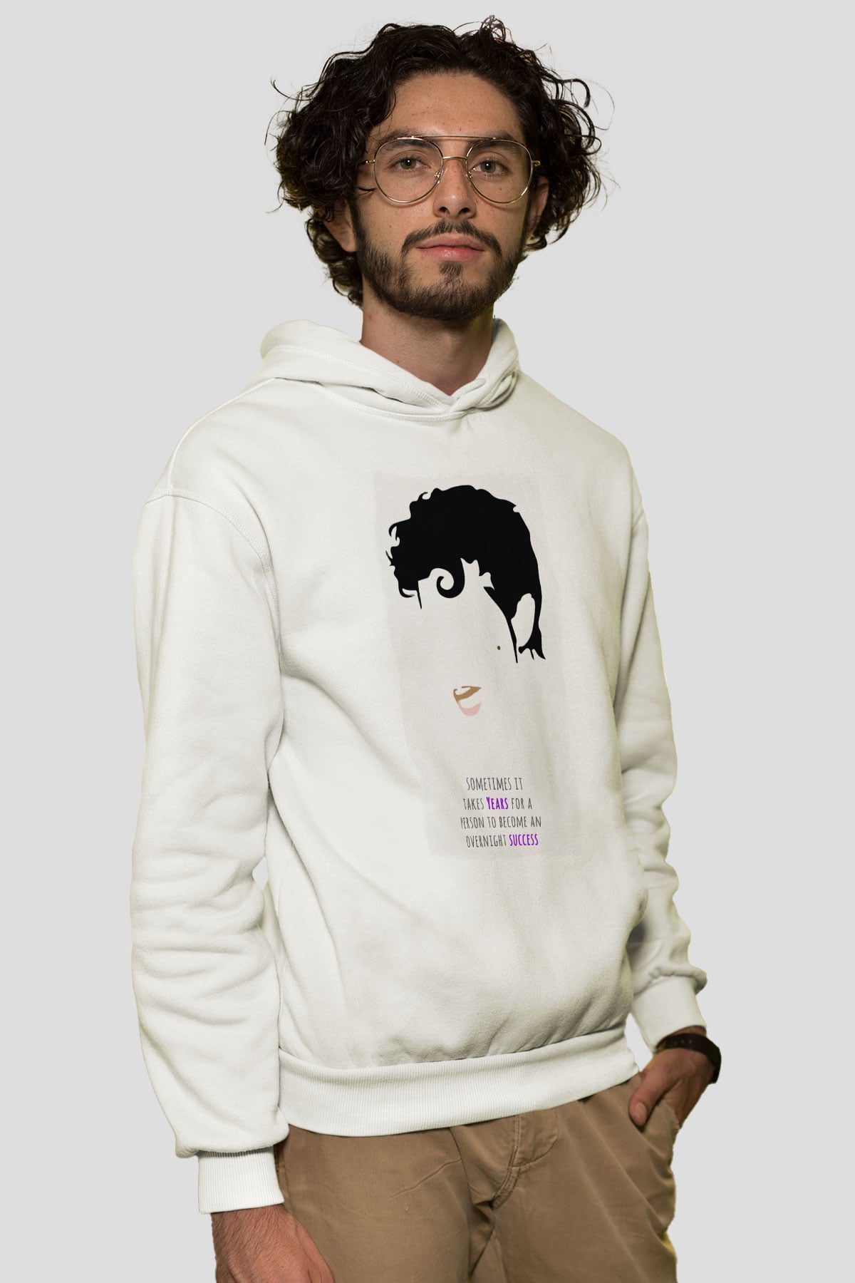 Prince Beyaz Unisex Kapüşonlu Sweatshirt