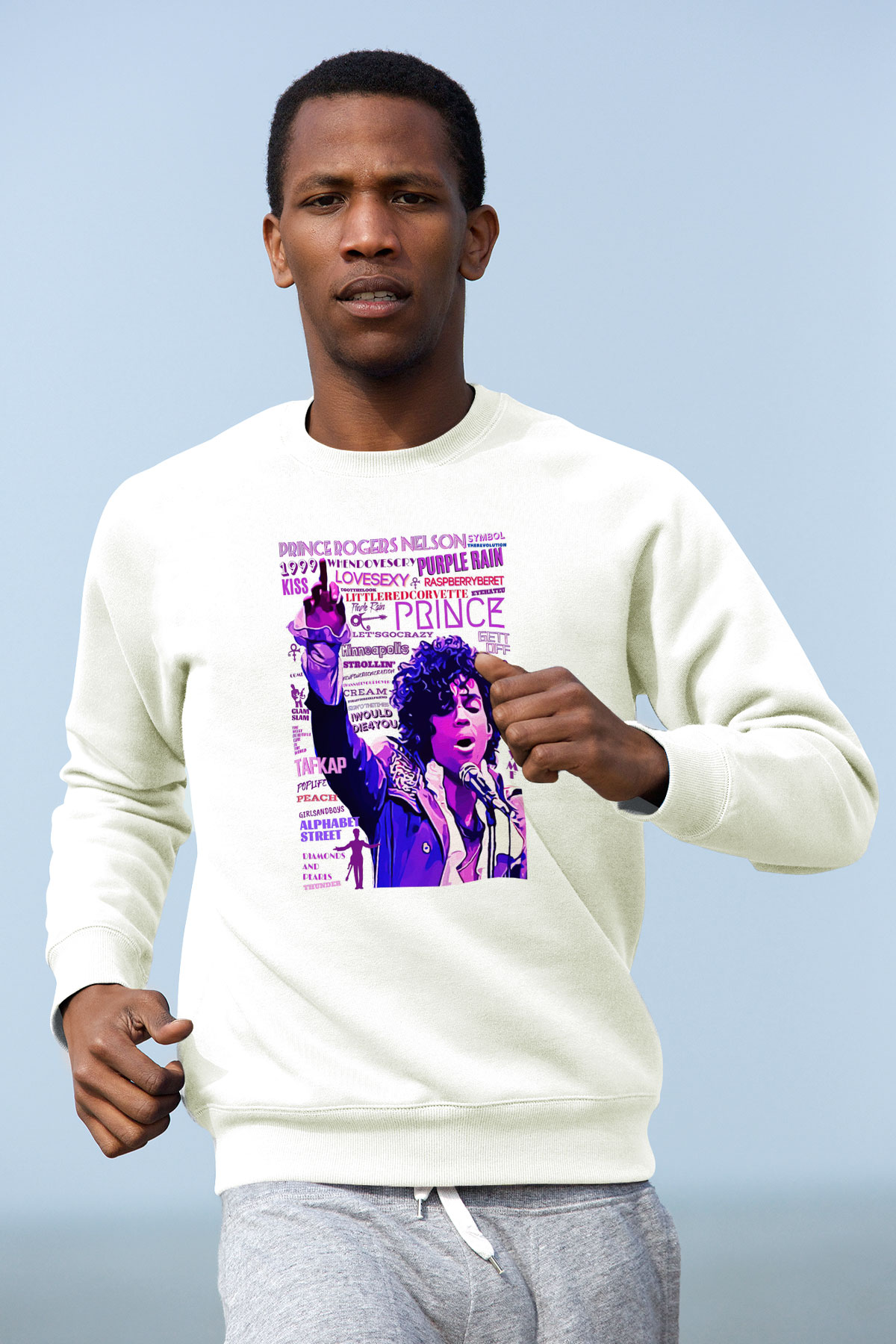 Prince Beyaz Unisex Sweatshirt