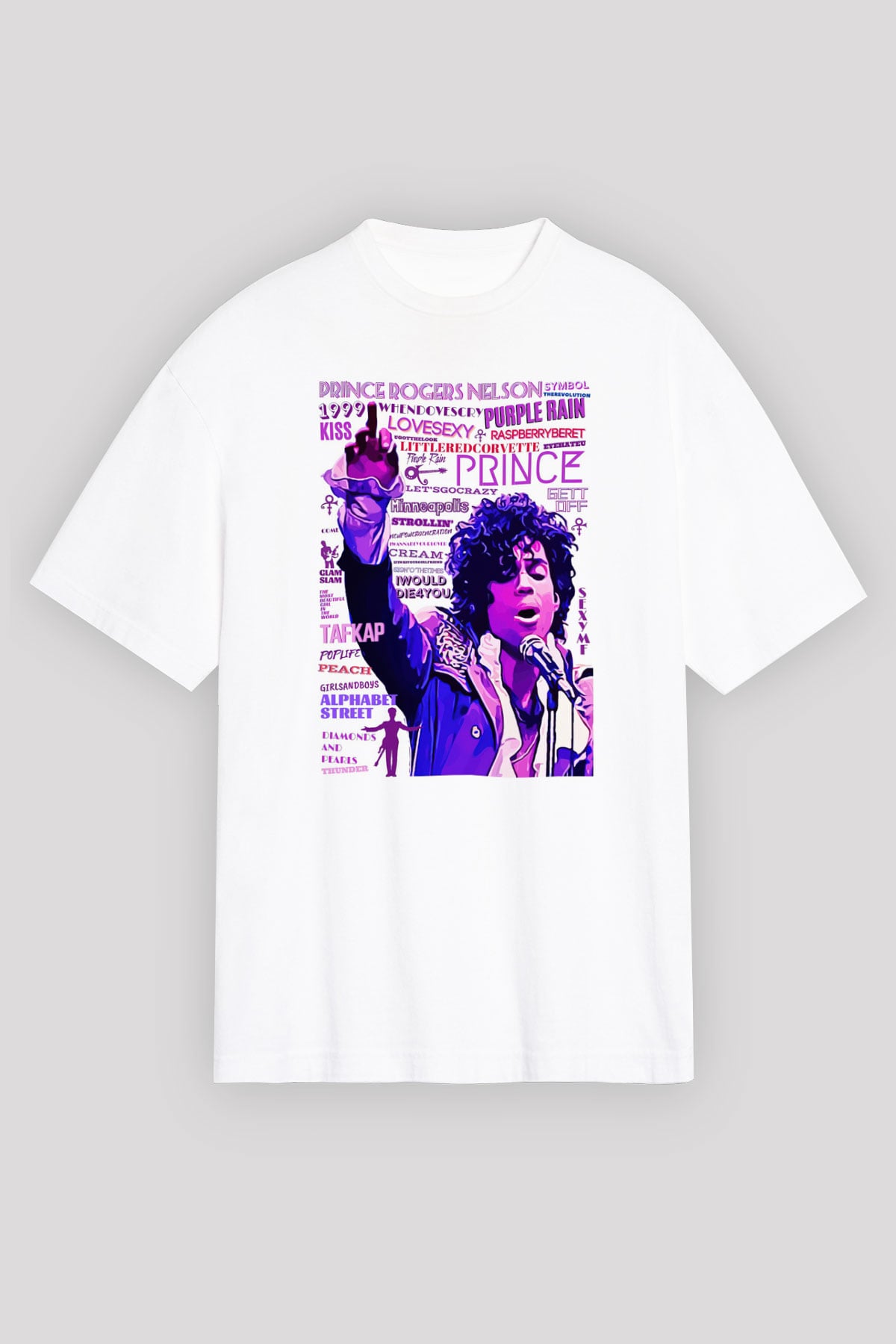 Prince Beyaz Unisex Tişört T-Shirt - TişörtFabrikası