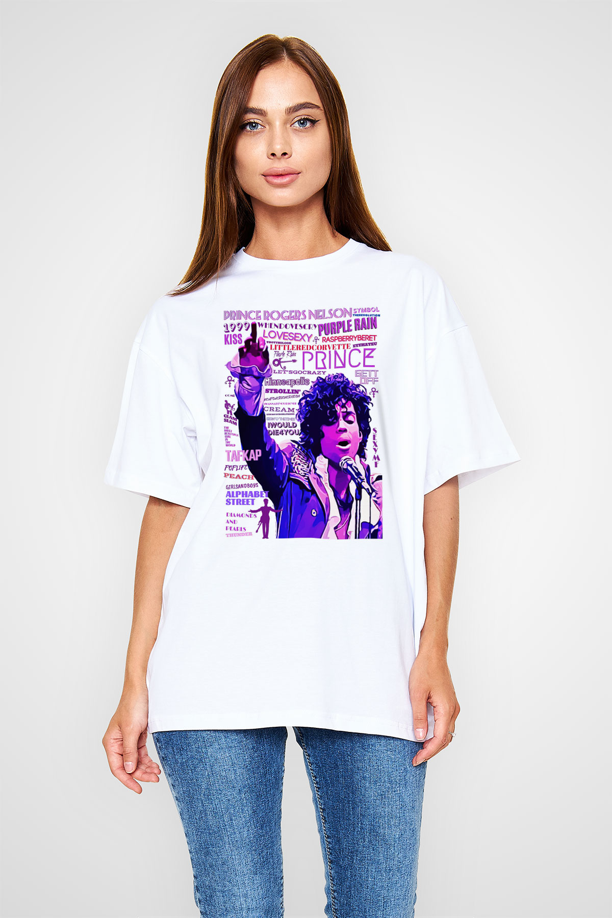 Prince Beyaz Unisex Tişört T-Shirt - TişörtFabrikası