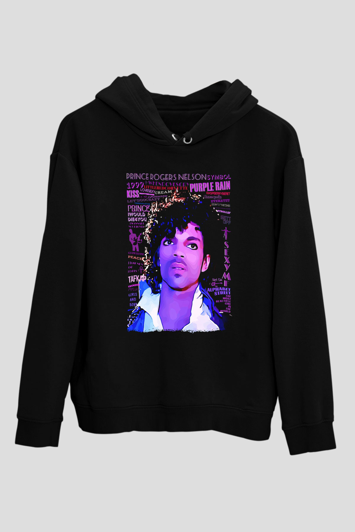 Prince Siyah Unisex Kapüşonlu Sweatshirt