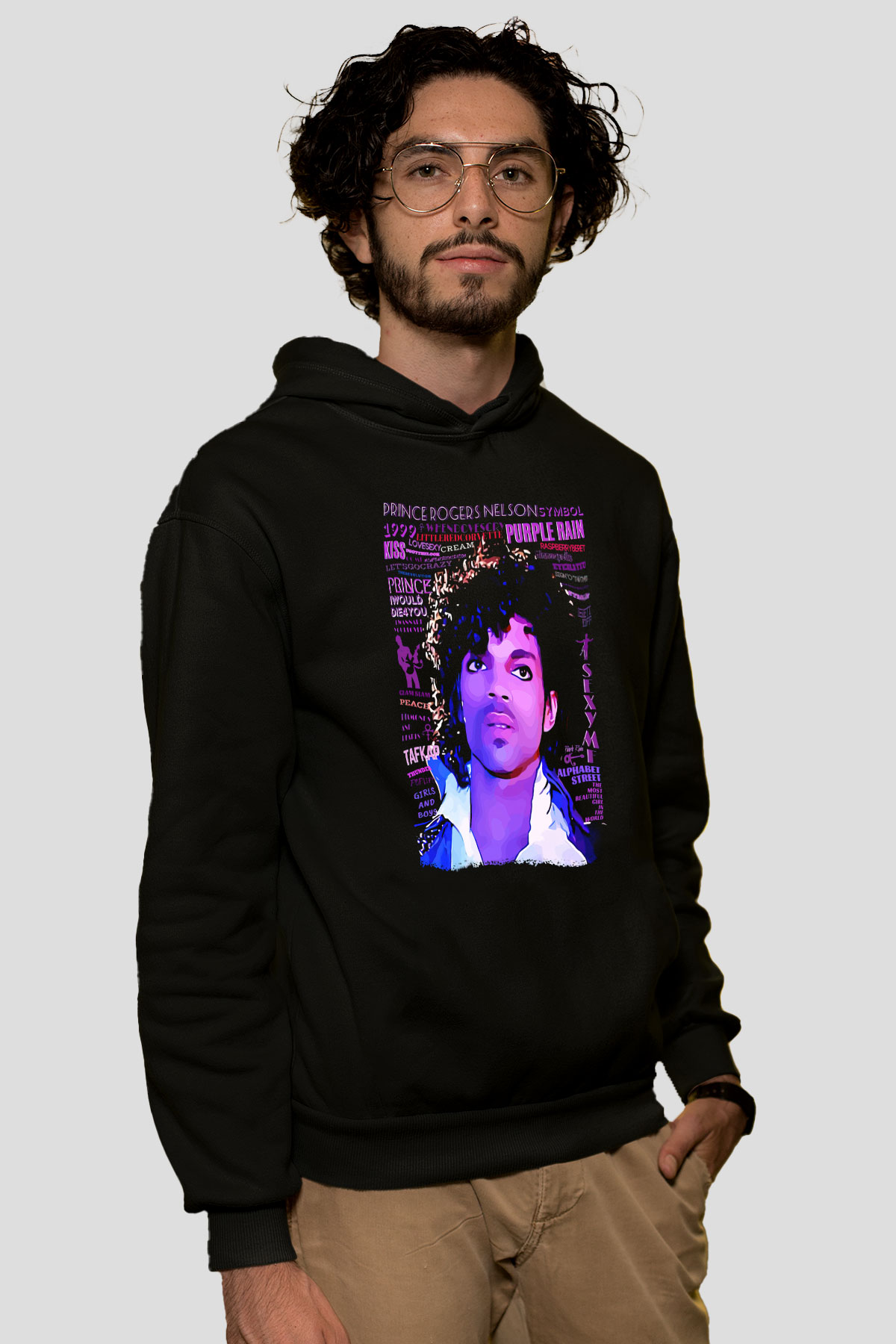 Prince Siyah Unisex Kapüşonlu Sweatshirt