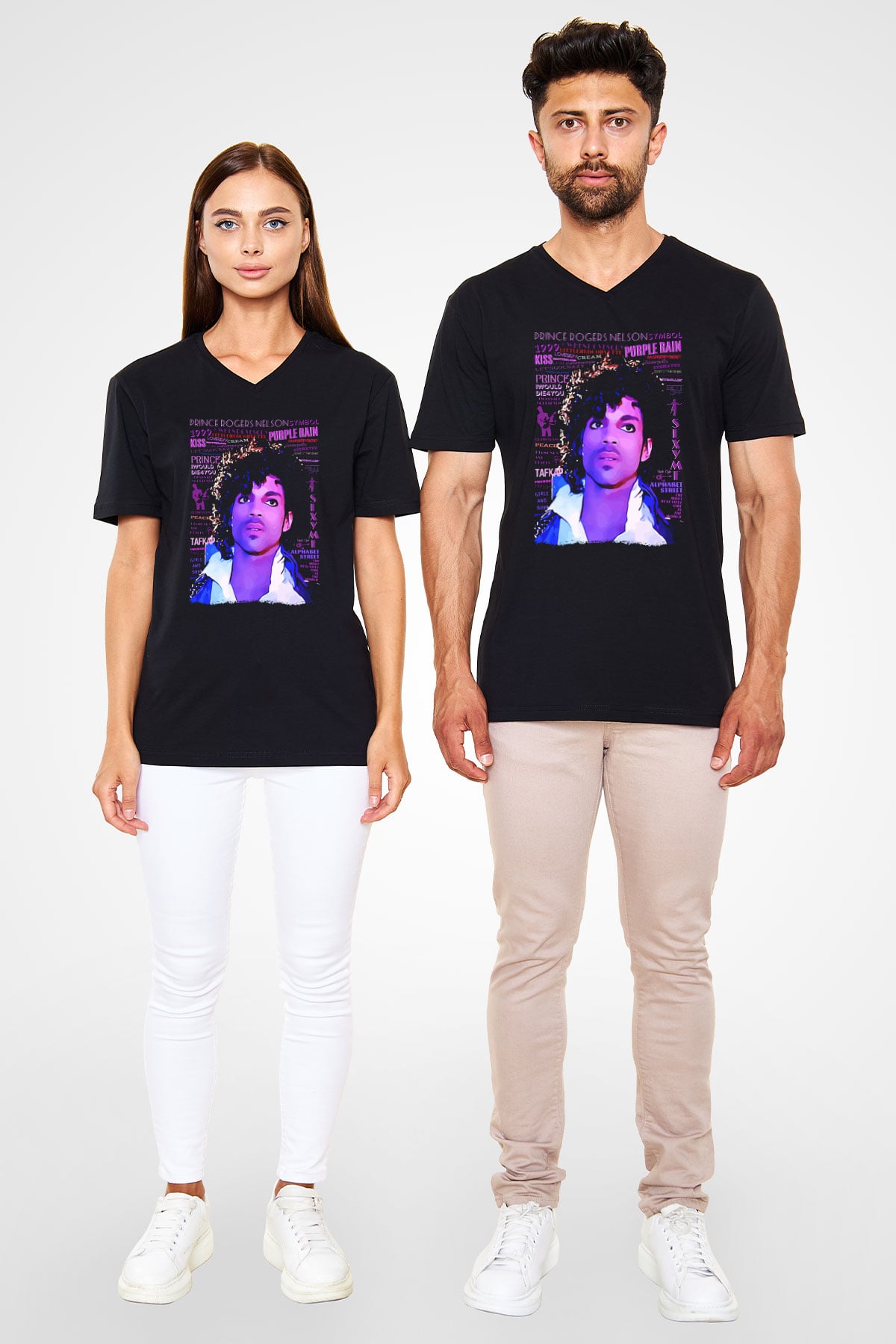 Prince Siyah Unisex V Yaka Tişört