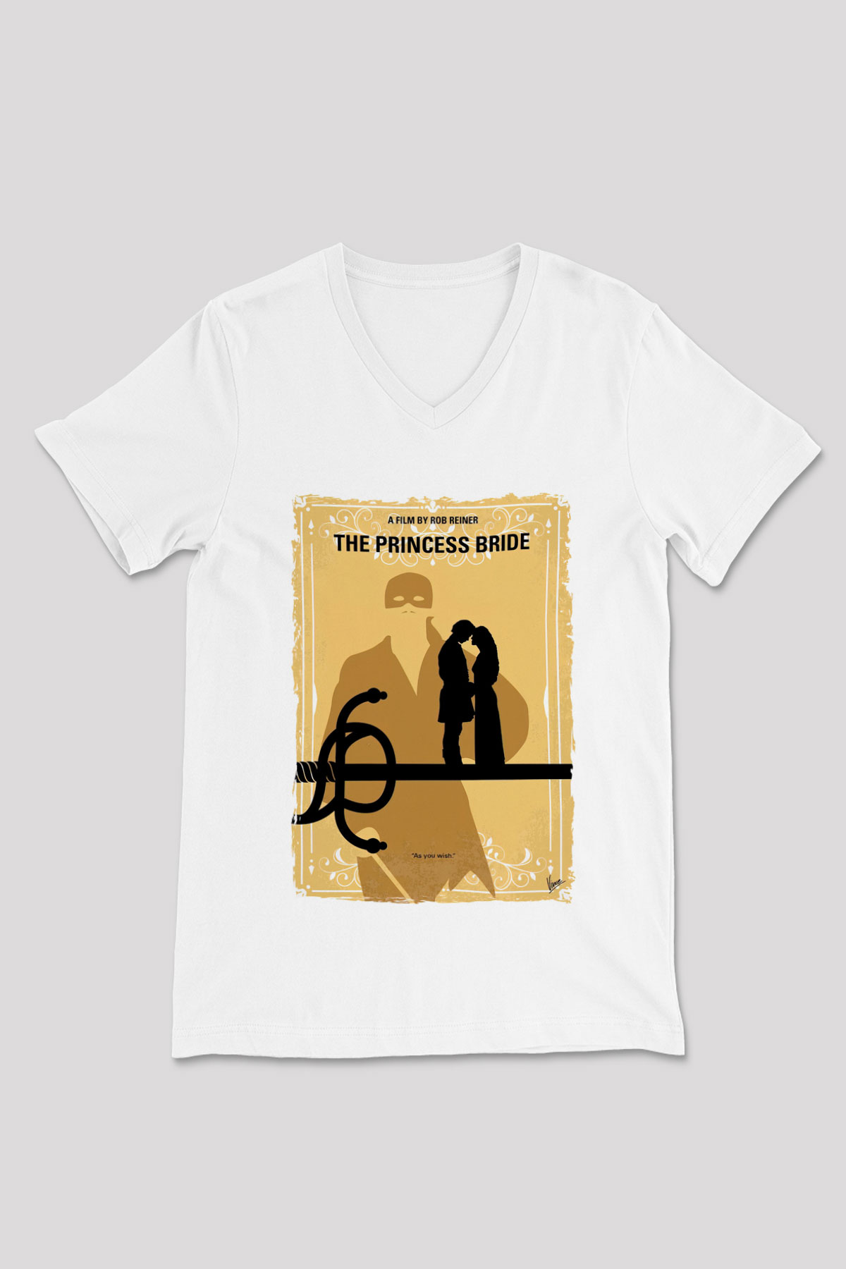 Princess Bride Beyaz Unisex  V Yaka Tişört