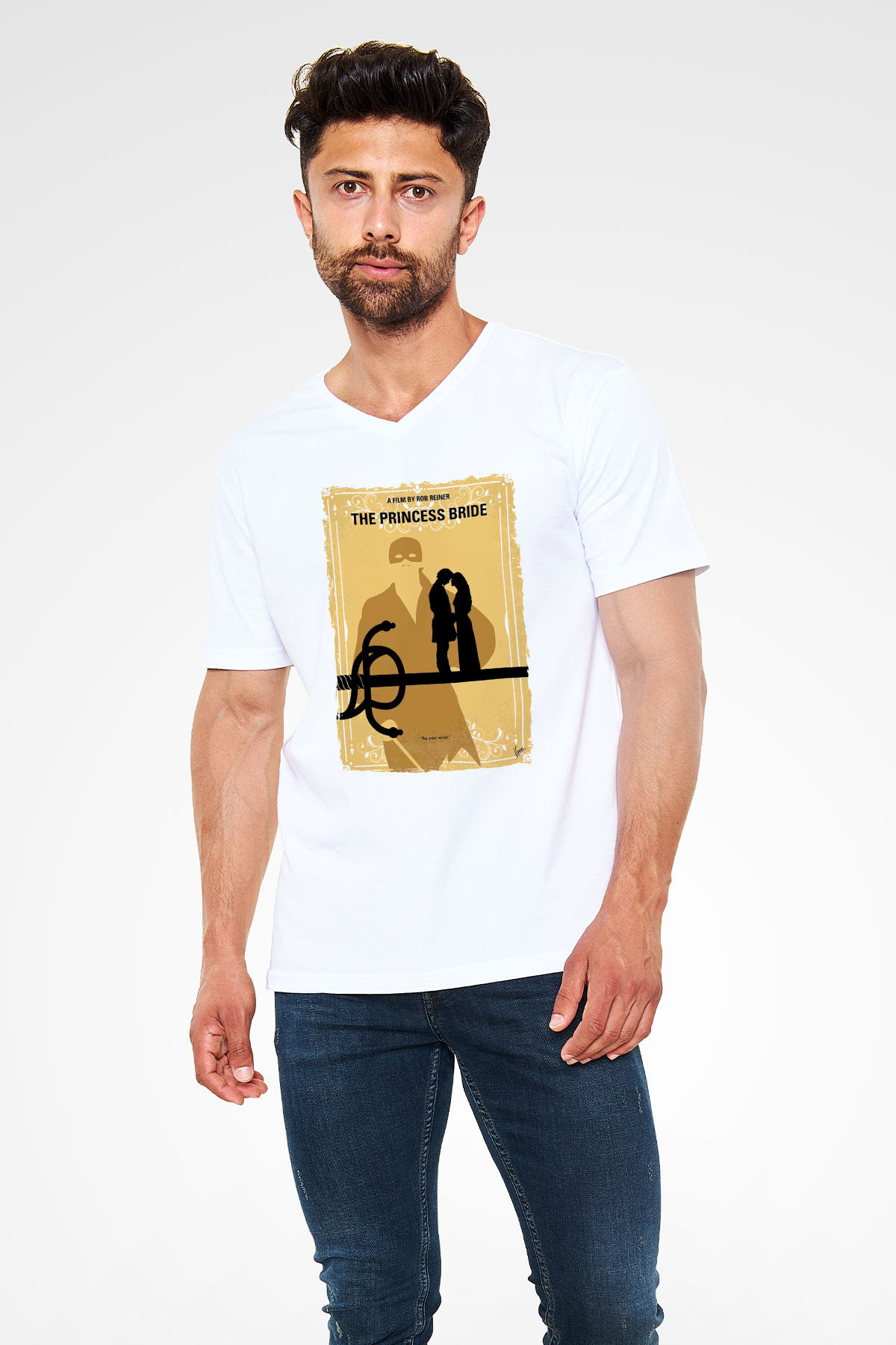Princess Bride Beyaz Unisex  V Yaka Tişört