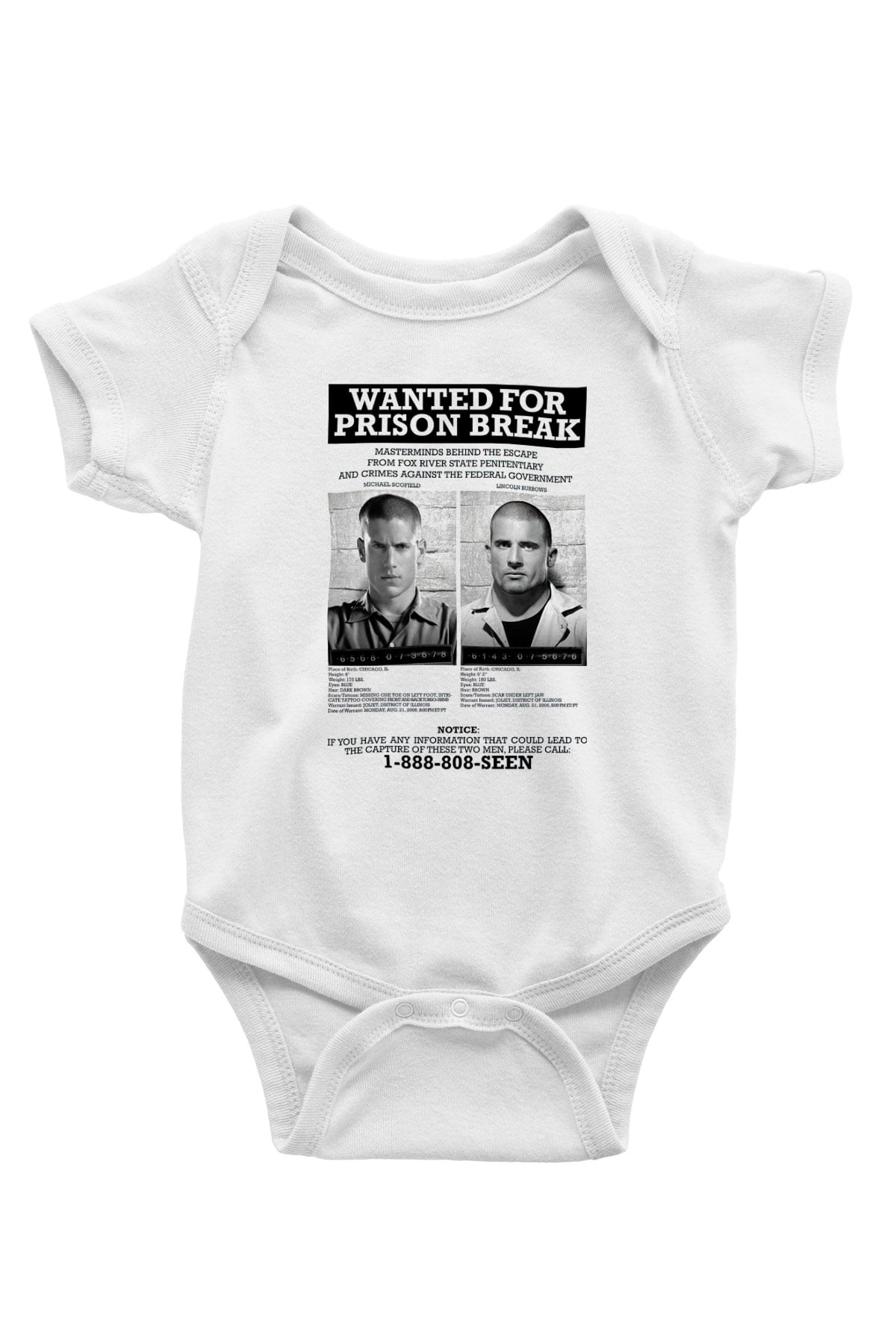 Prison Break Baskılı Beyaz Unisex Bebek Body - Zıbın