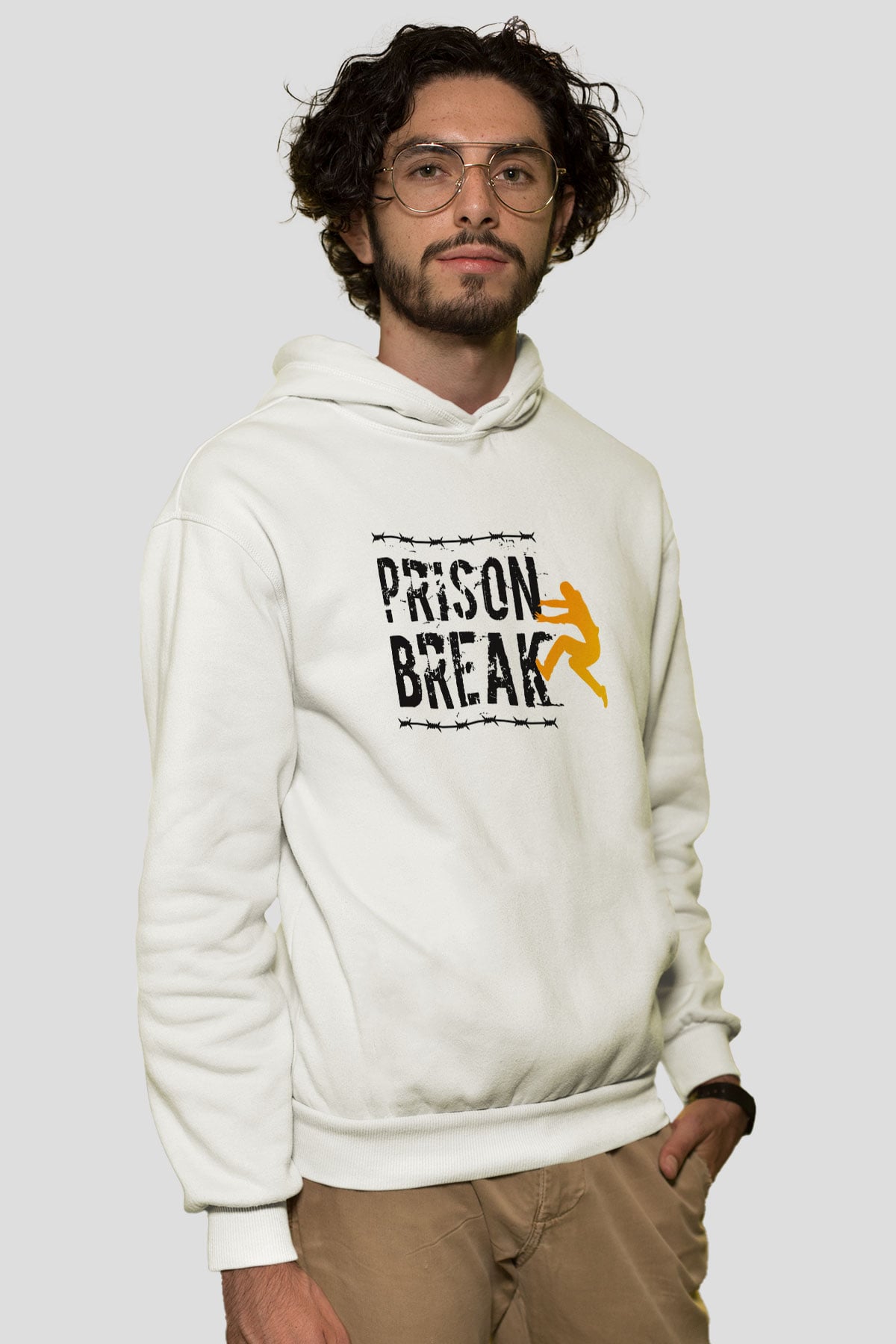 Prison Break Beyaz Unisex Kapşonlu Sweatshirt