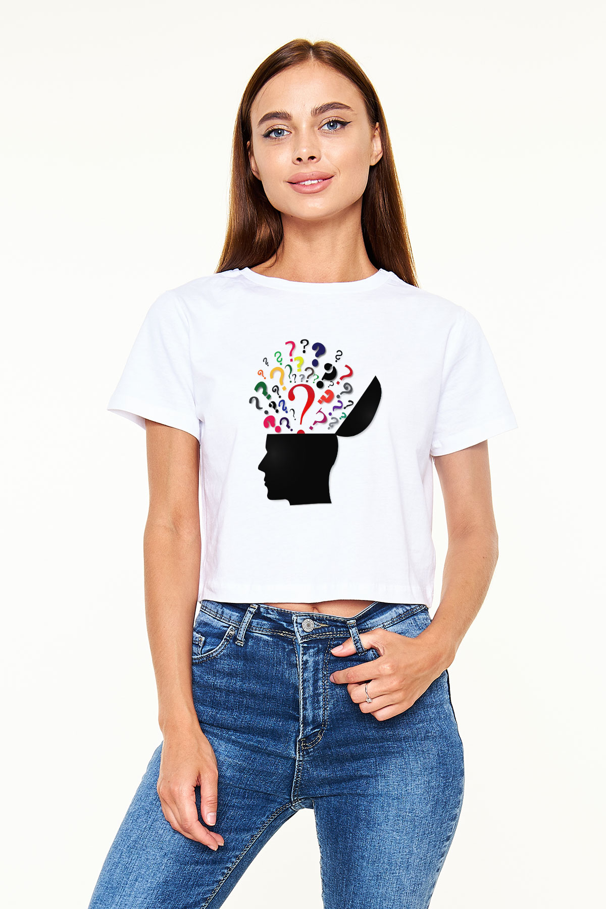 Psikolog Beyaz Croptop Tişört