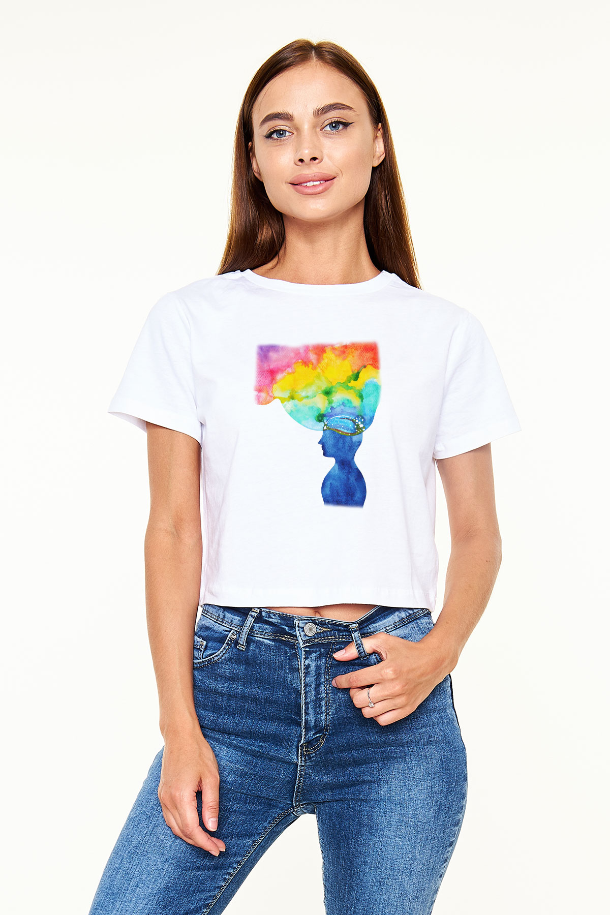 Psikolog Beyaz Croptop Tişört