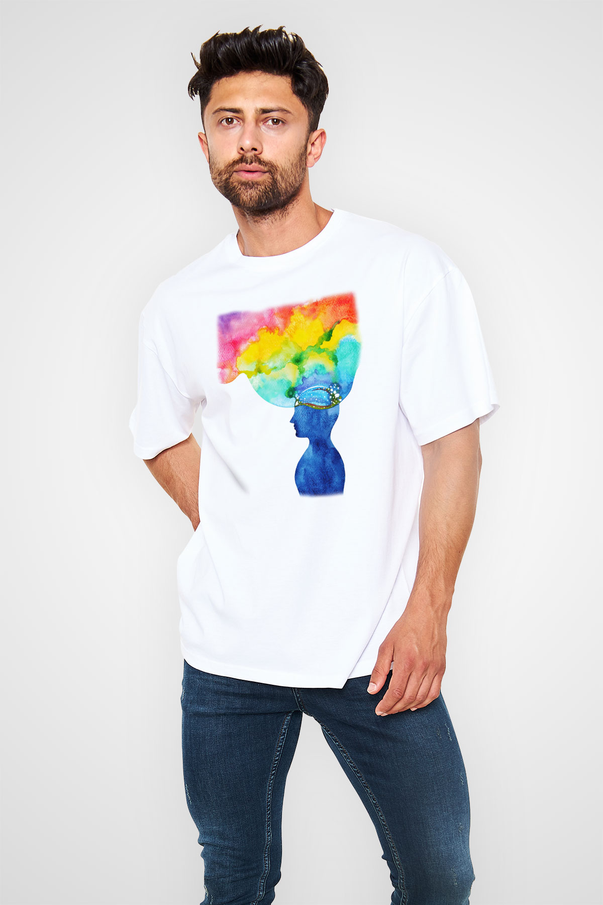 Psikolog Beyaz Unisex Oversize Tişört T-Shirt