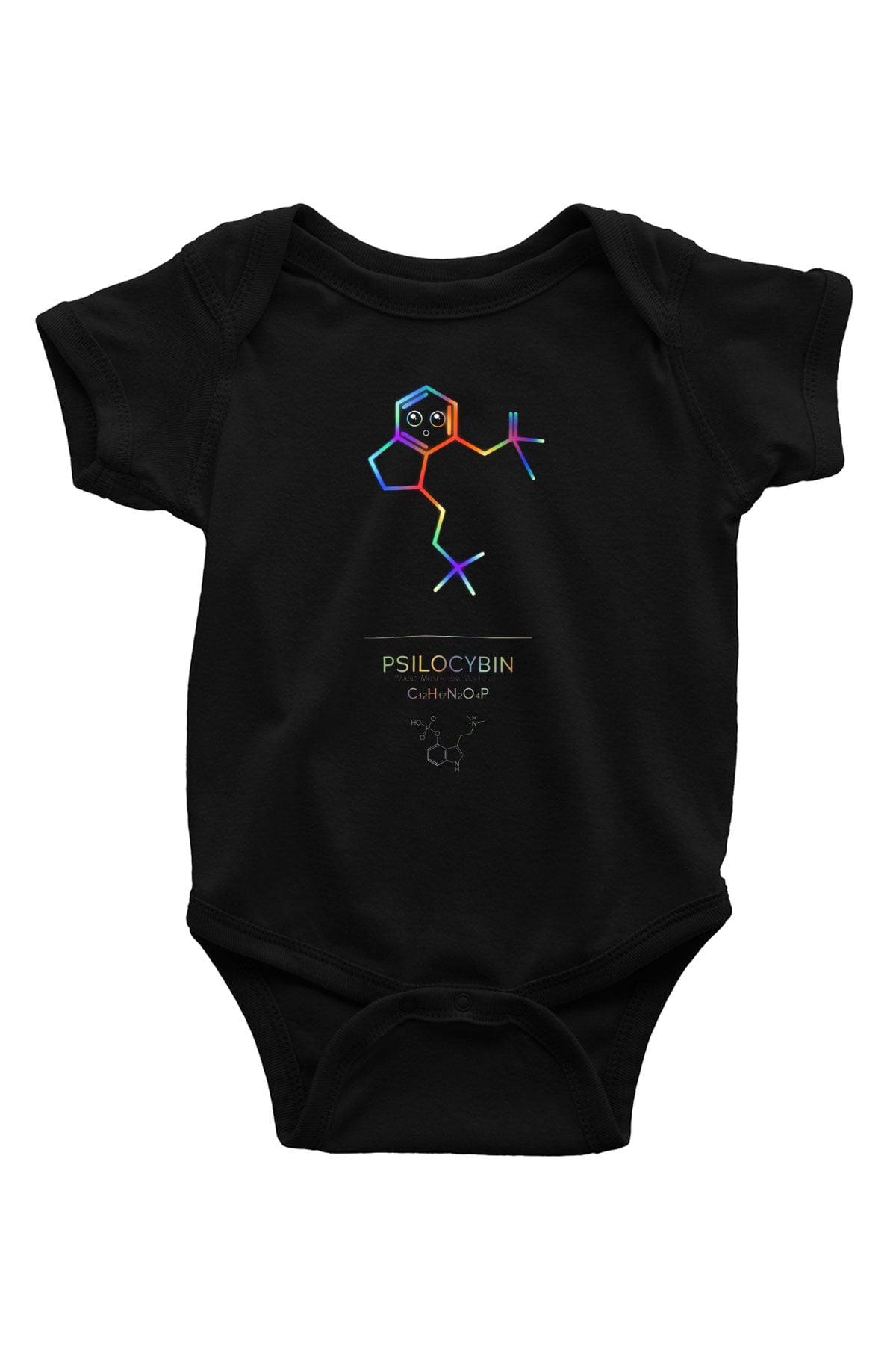 Psilosibin Baskılı Unisex  Siyah Bebek Body - Zıbın