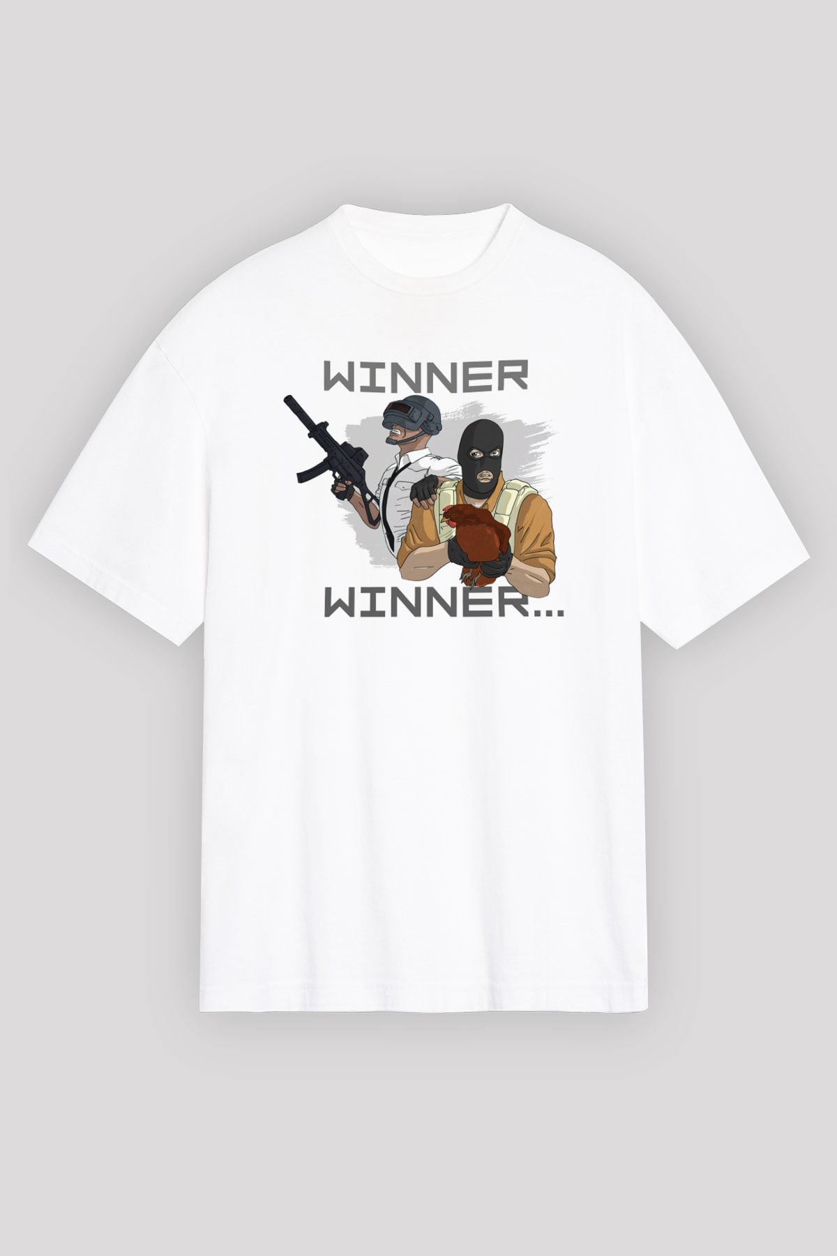 PUBG Beyaz Unisex Oversize Tişört T-Shirt