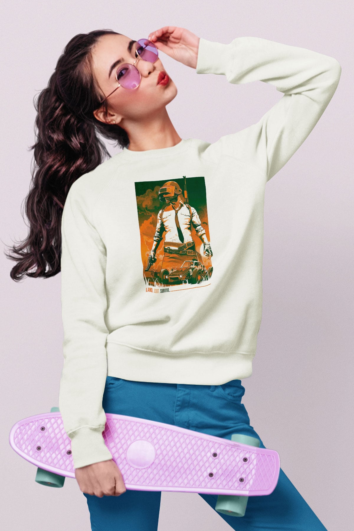 PUBG Beyaz Unisex Sweatshirt