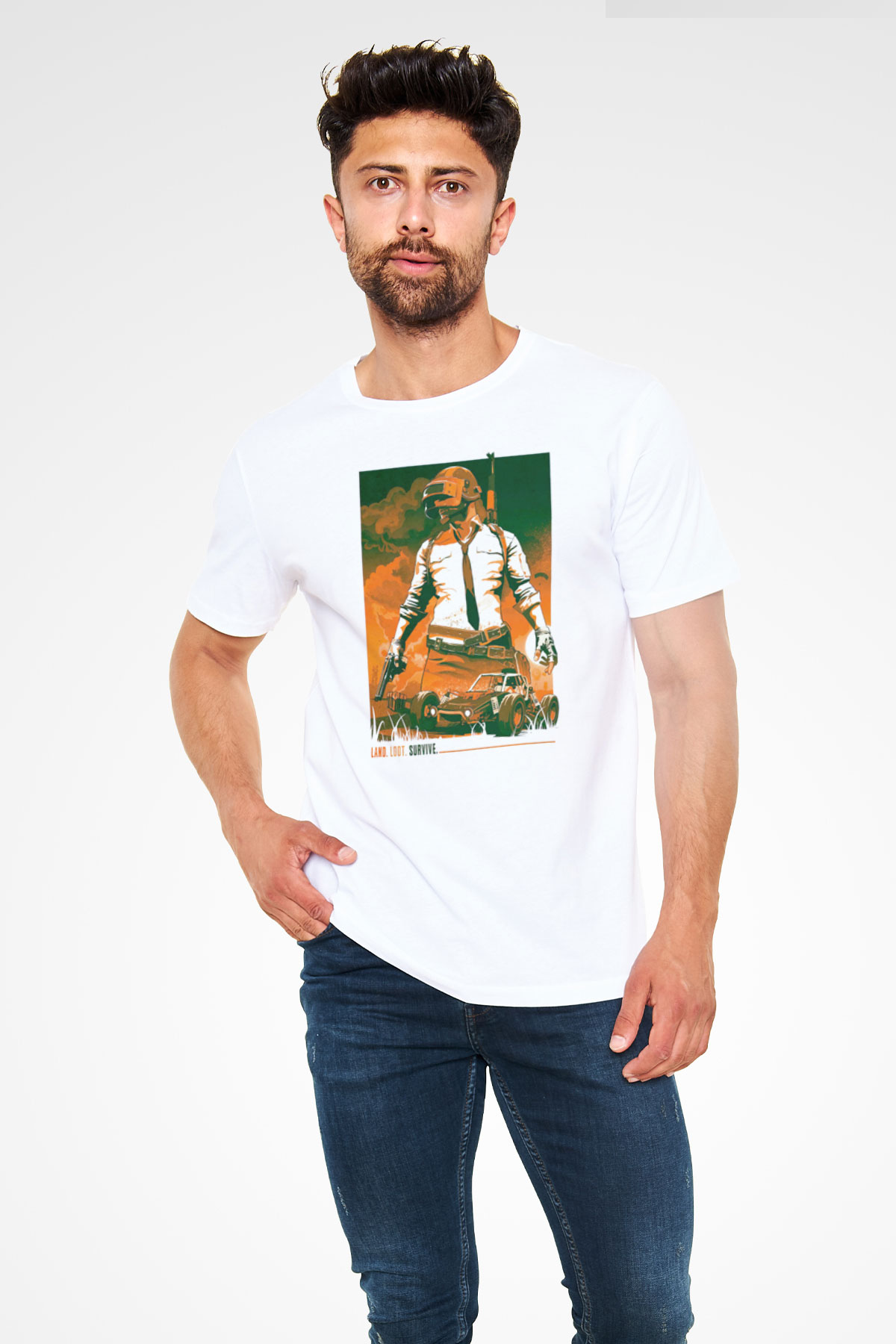 PUBG Beyaz Unisex Tişört T-Shirt