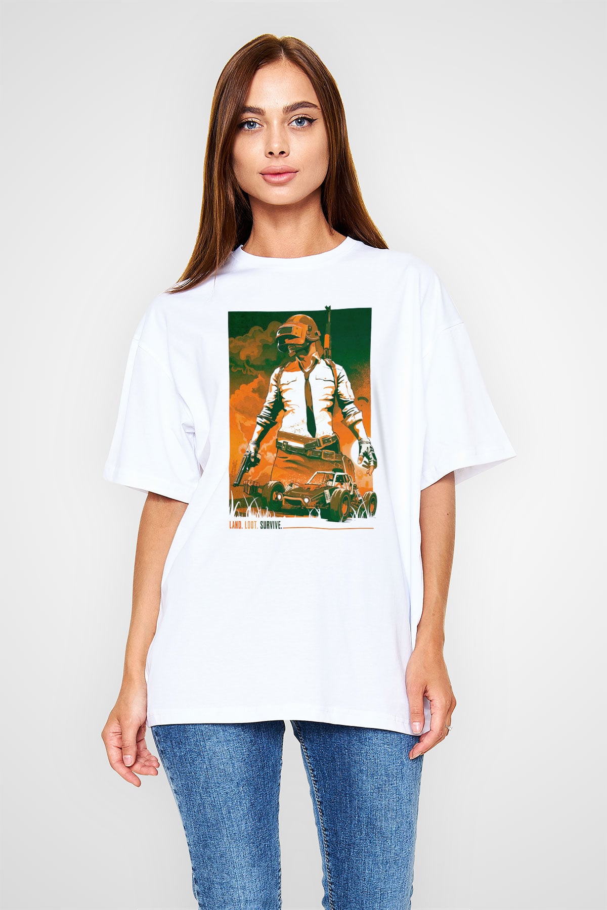 PUBG Beyaz Unisex Tişört T-Shirt