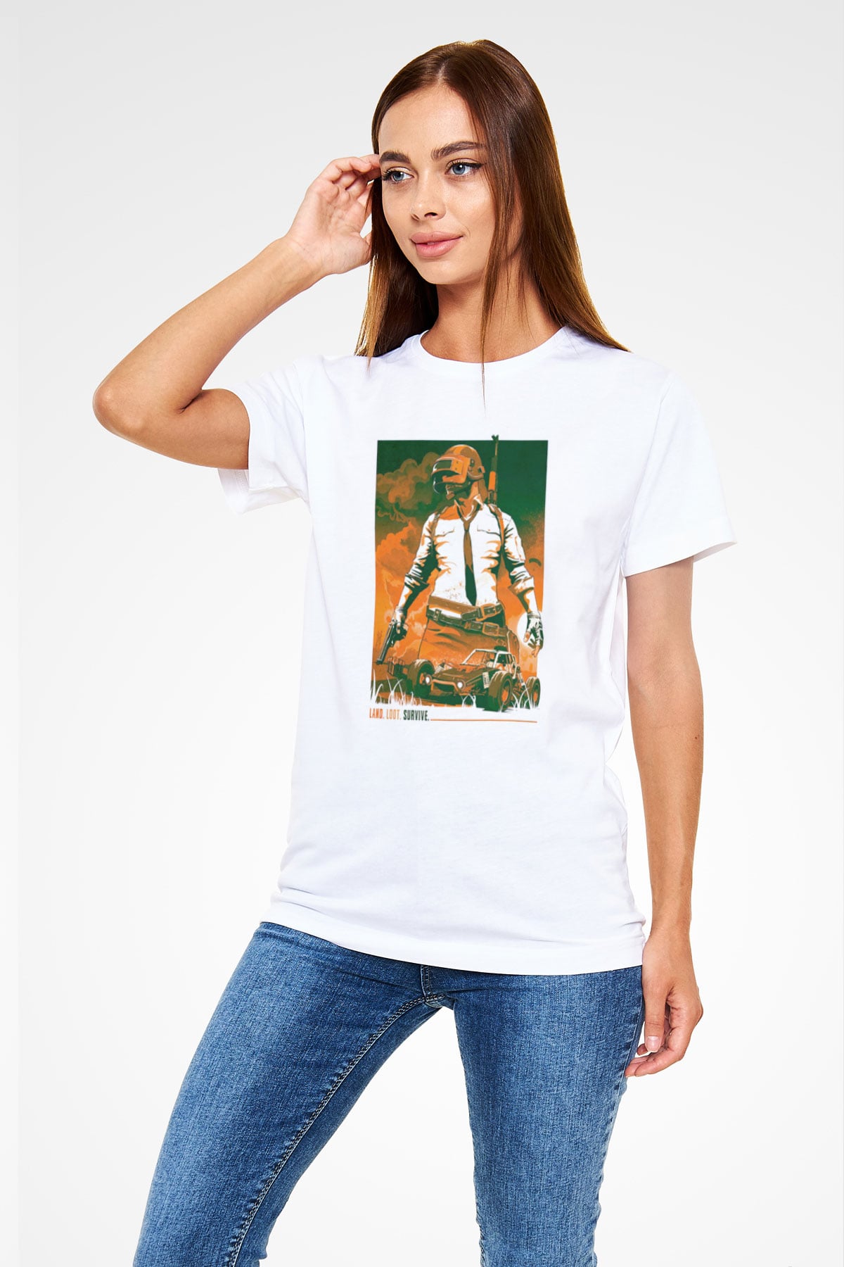 PUBG Beyaz Unisex Tişört T-Shirt