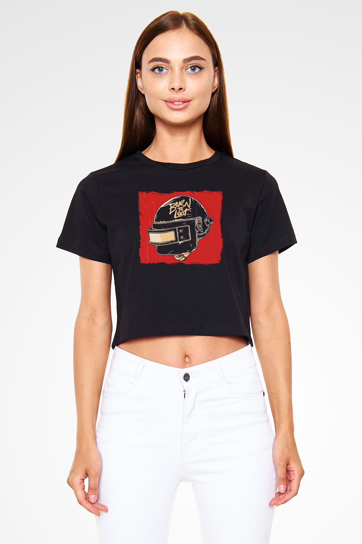 PUBG Siyah  Crop Top Tişört