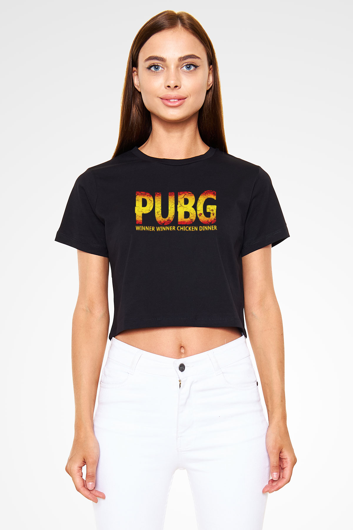 PUBG Siyah  Crop Top Tişört