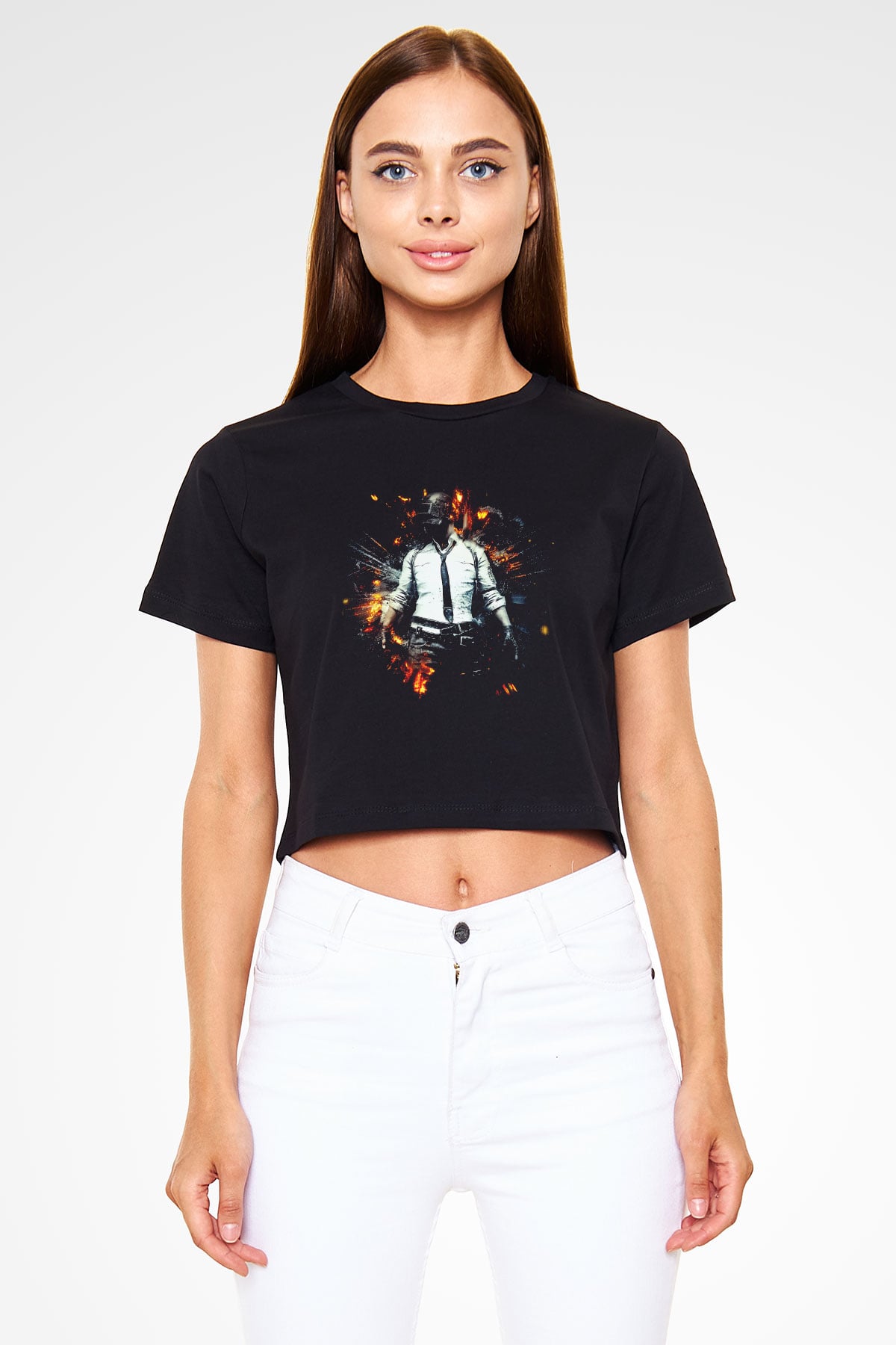 PUBG Siyah Crop Top Tişört