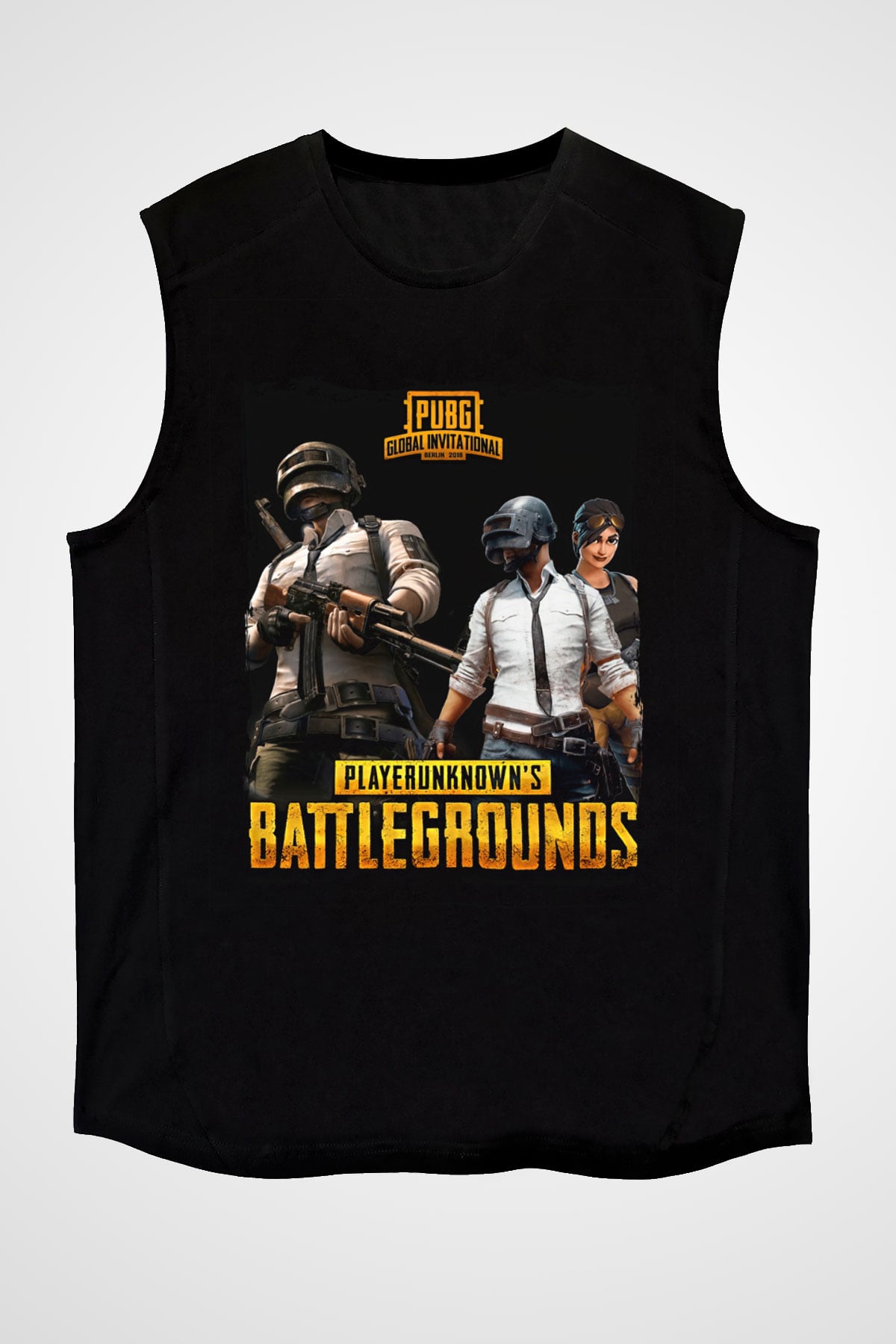 PUBG Siyah Unisex Kolsuz Tişört