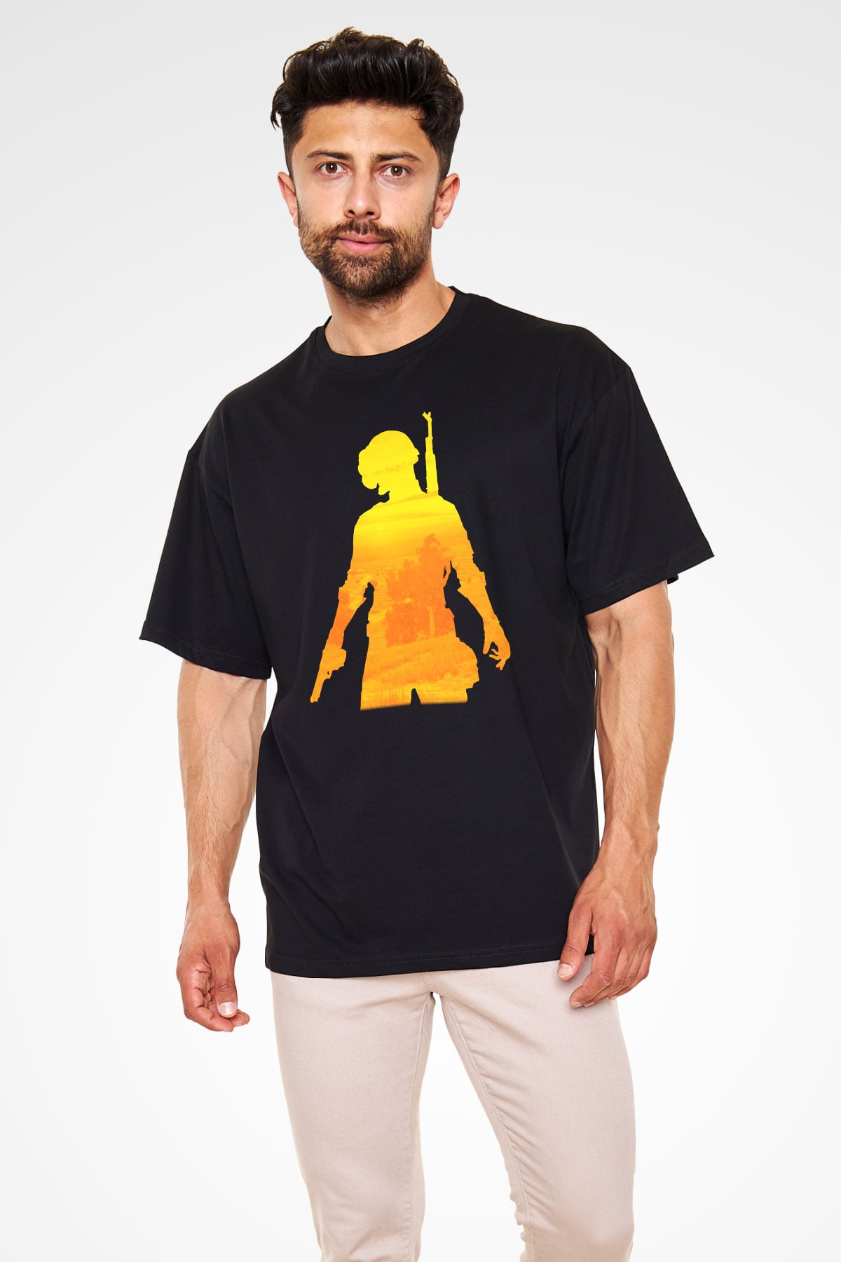 PUBG Siyah Unisex Oversize Tişört T-Shirt