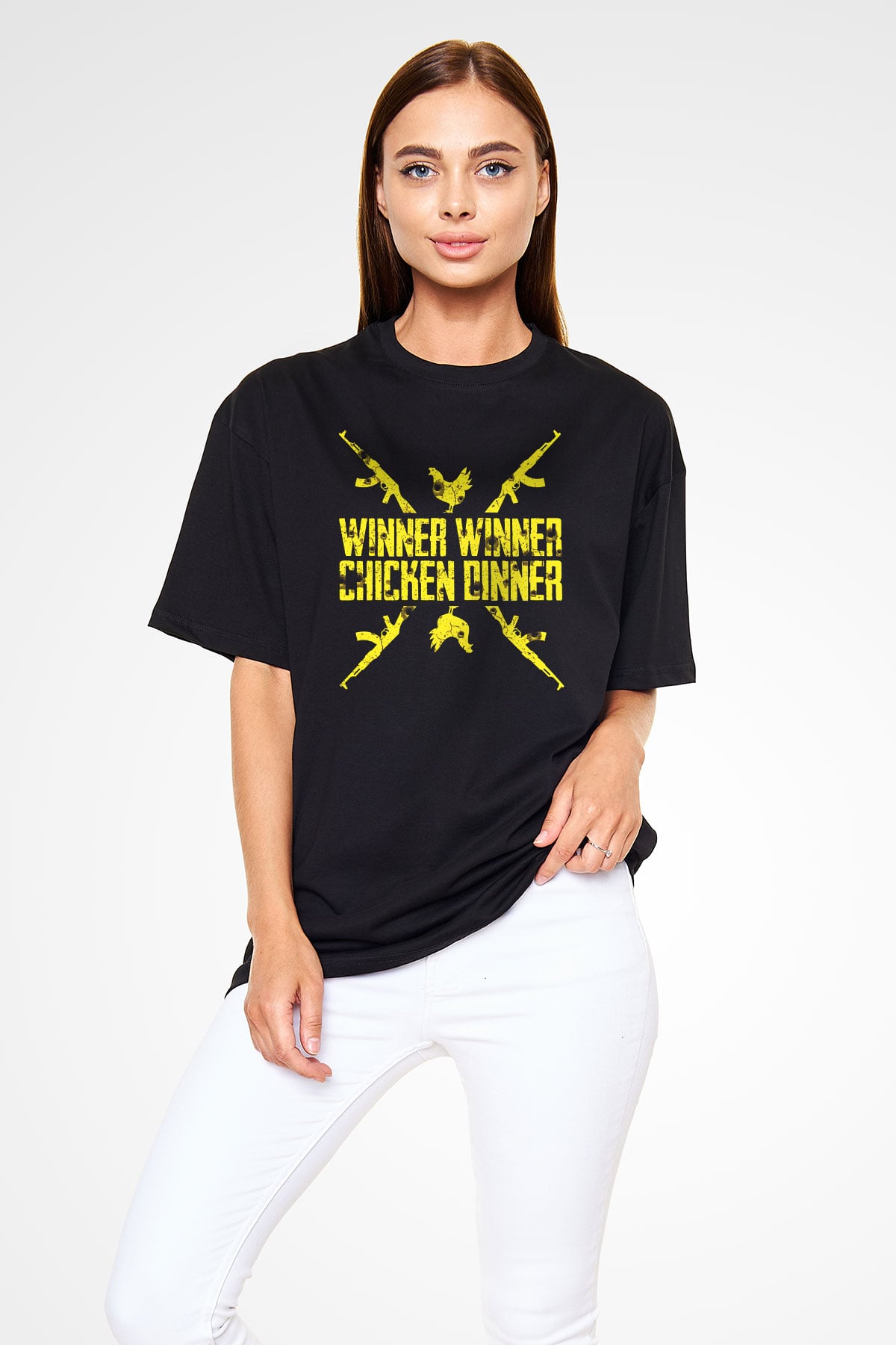 PUBG Siyah Unisex Oversize Tişört T-Shirt