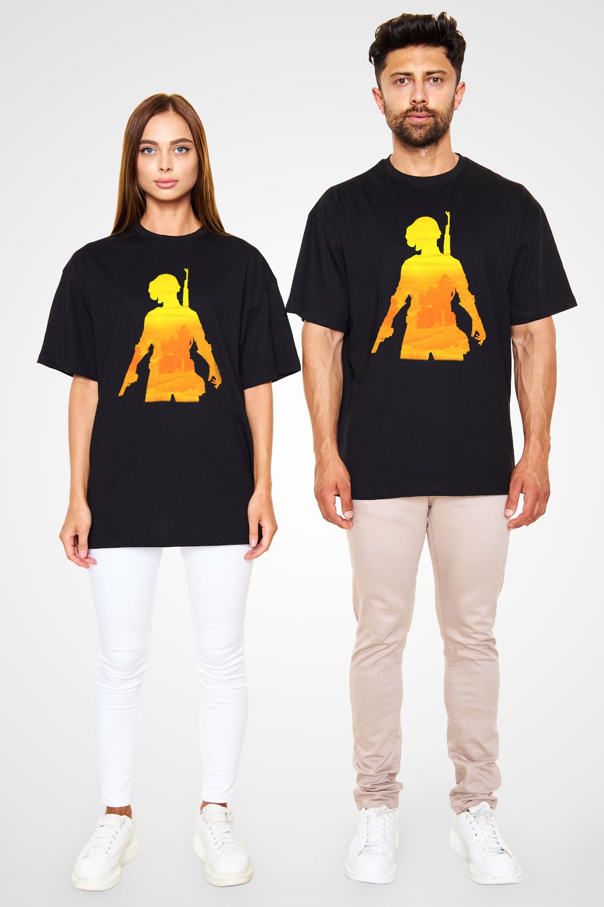 PUBG Siyah Unisex Oversize Tişört T-Shirt
