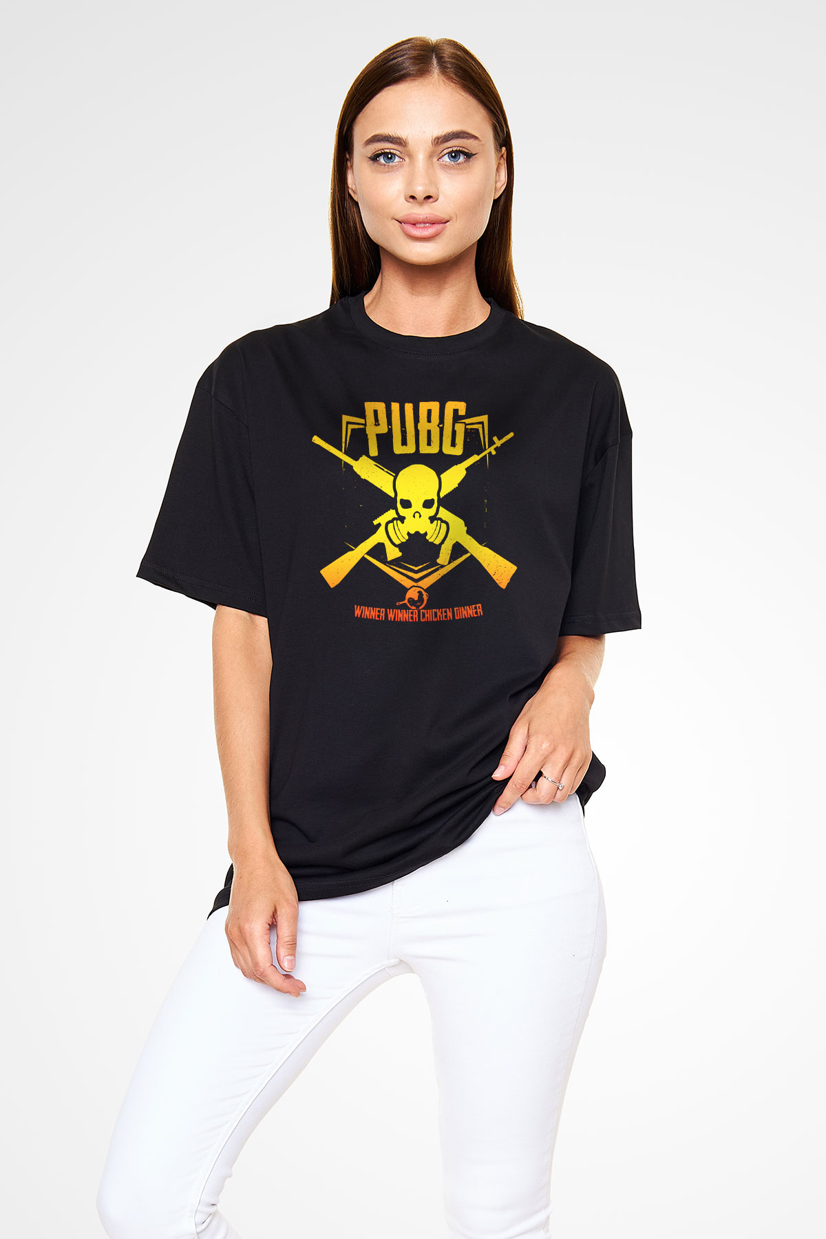 PUBG Siyah Unisex Oversize Tişört T-Shirt