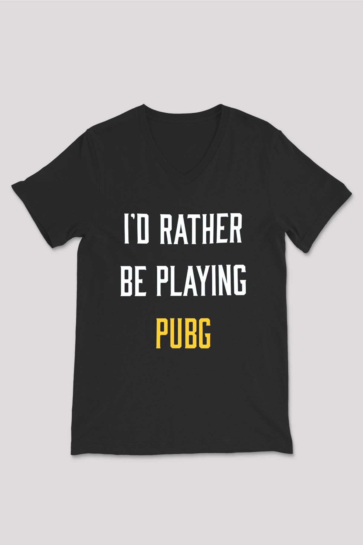 PUBG Siyah Unisex V Yaka Tişört T-Shirt