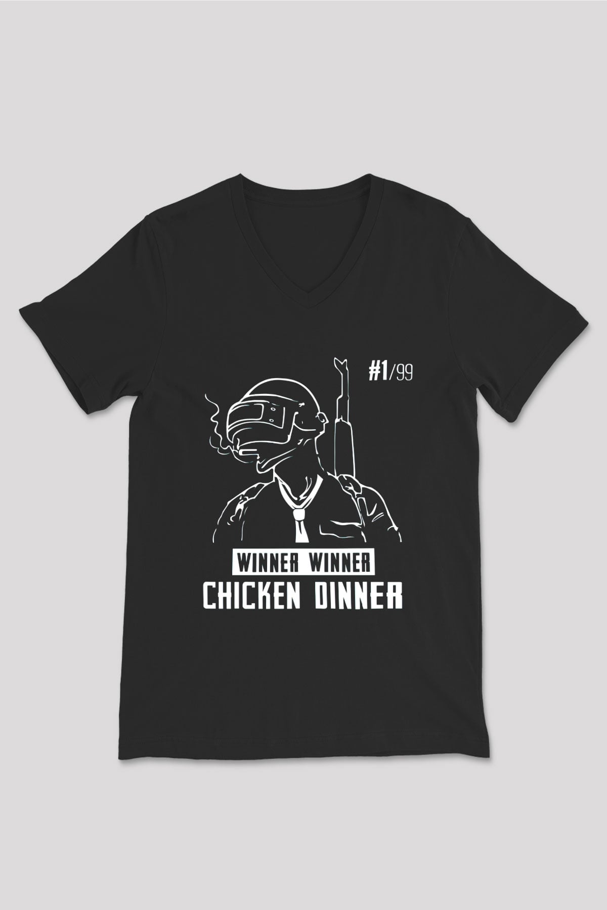 PUBG Siyah Unisex V Yaka Tişört T-Shirt
