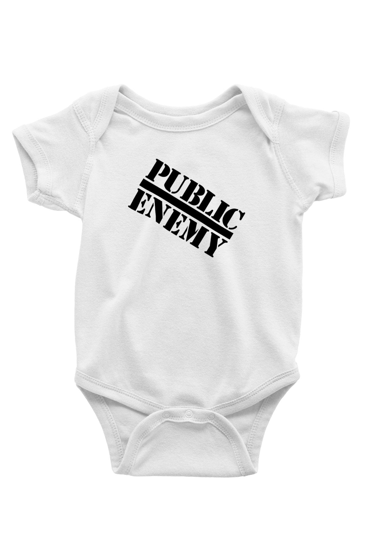 Public Enemy Baskılı Beyaz Unisex Bebek Body - Zıbın