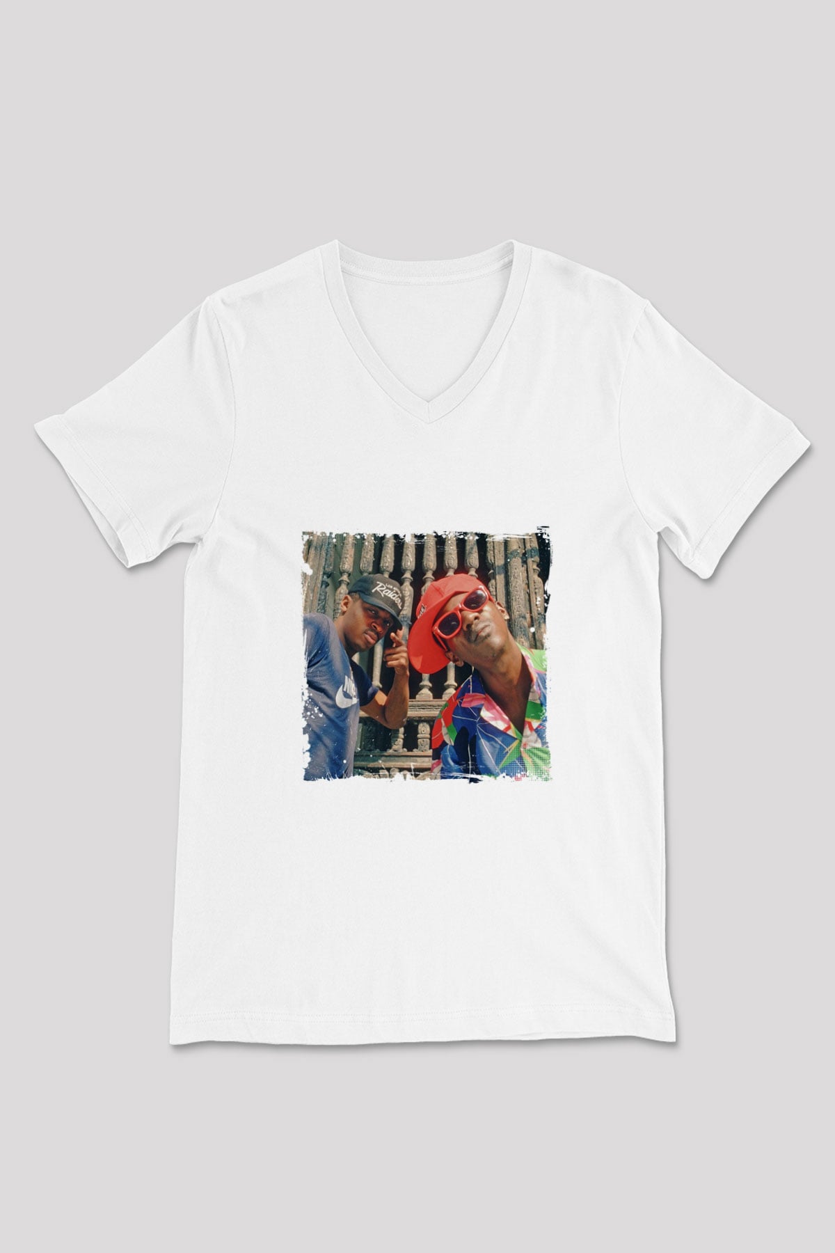 Public Enemy Baskılı Beyaz V Yaka Unisex Tişört