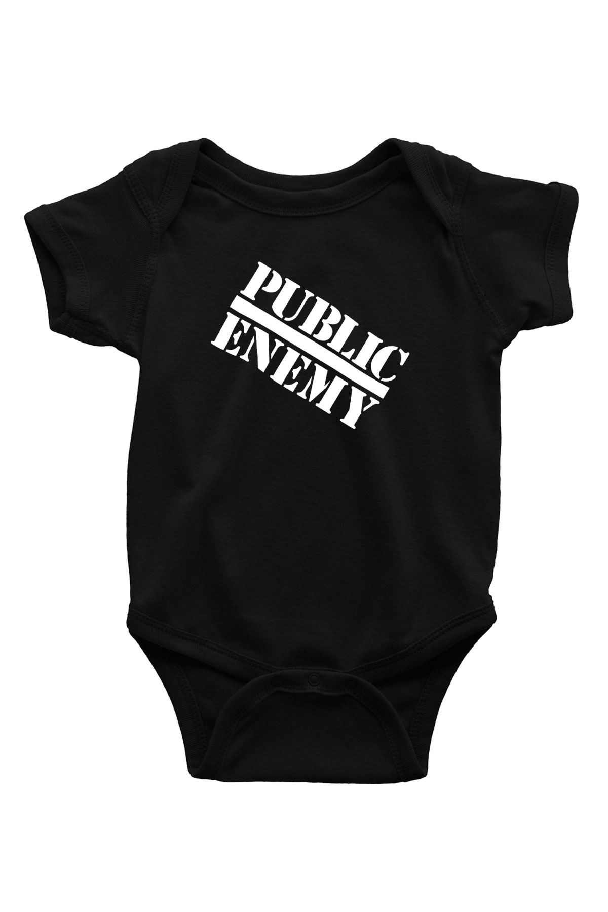 Public Enemy Baskılı Siyah Bebek Body - Zıbın