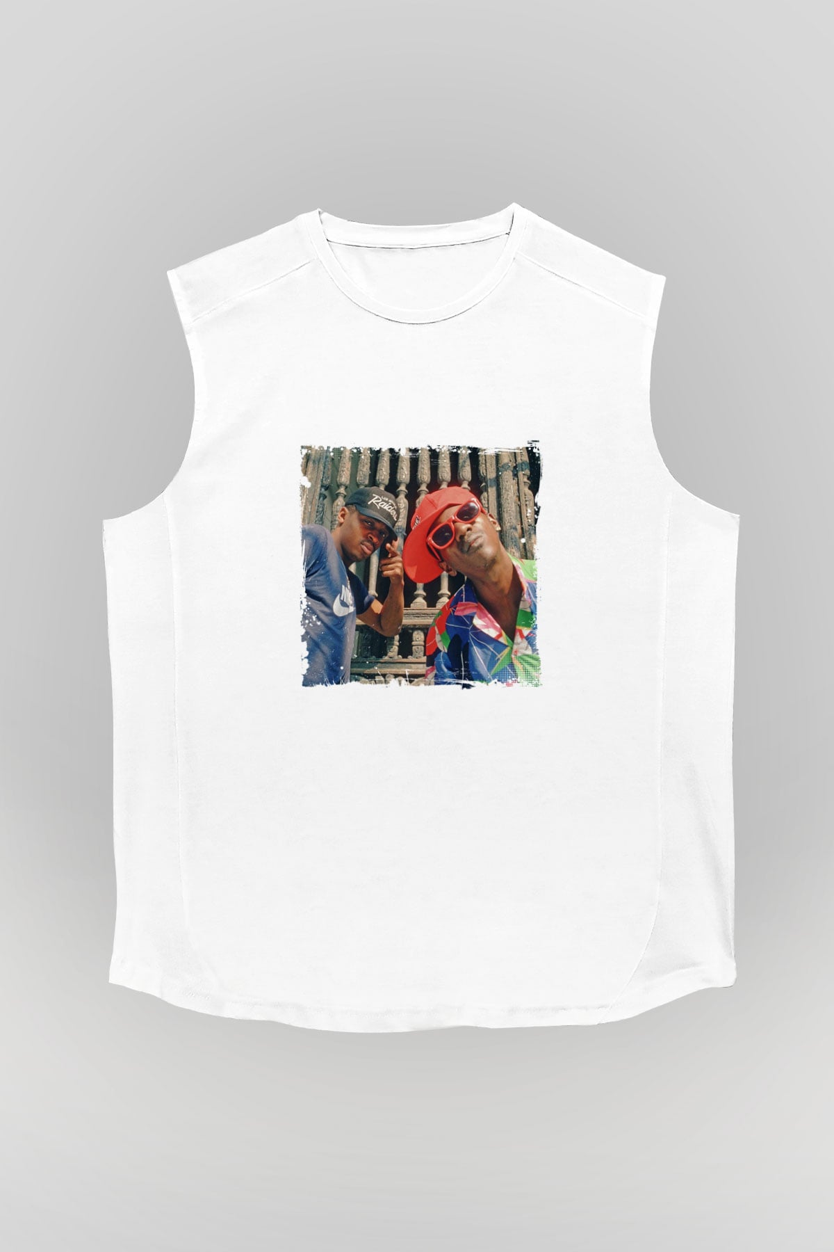 Public Enemy Baskılı Unisex Beyaz Kolsuz Tişört