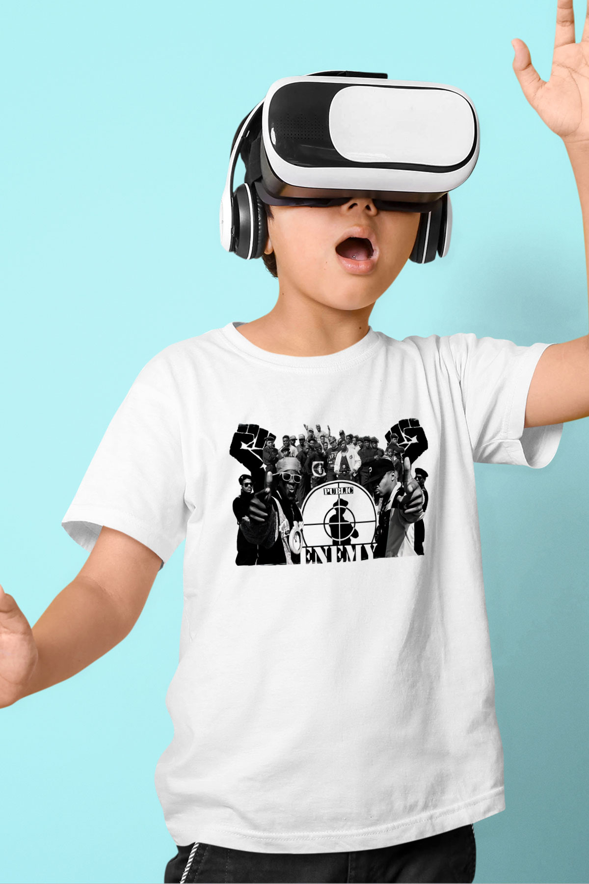 Public Enemy Beyaz Unisex Çocuk Tişört
