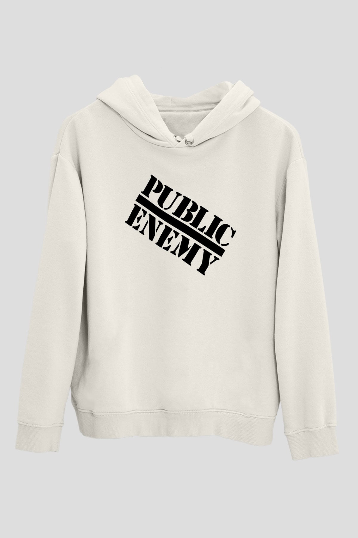 Public Enemy Beyaz Unisex Kapşonlu Sweatshirt