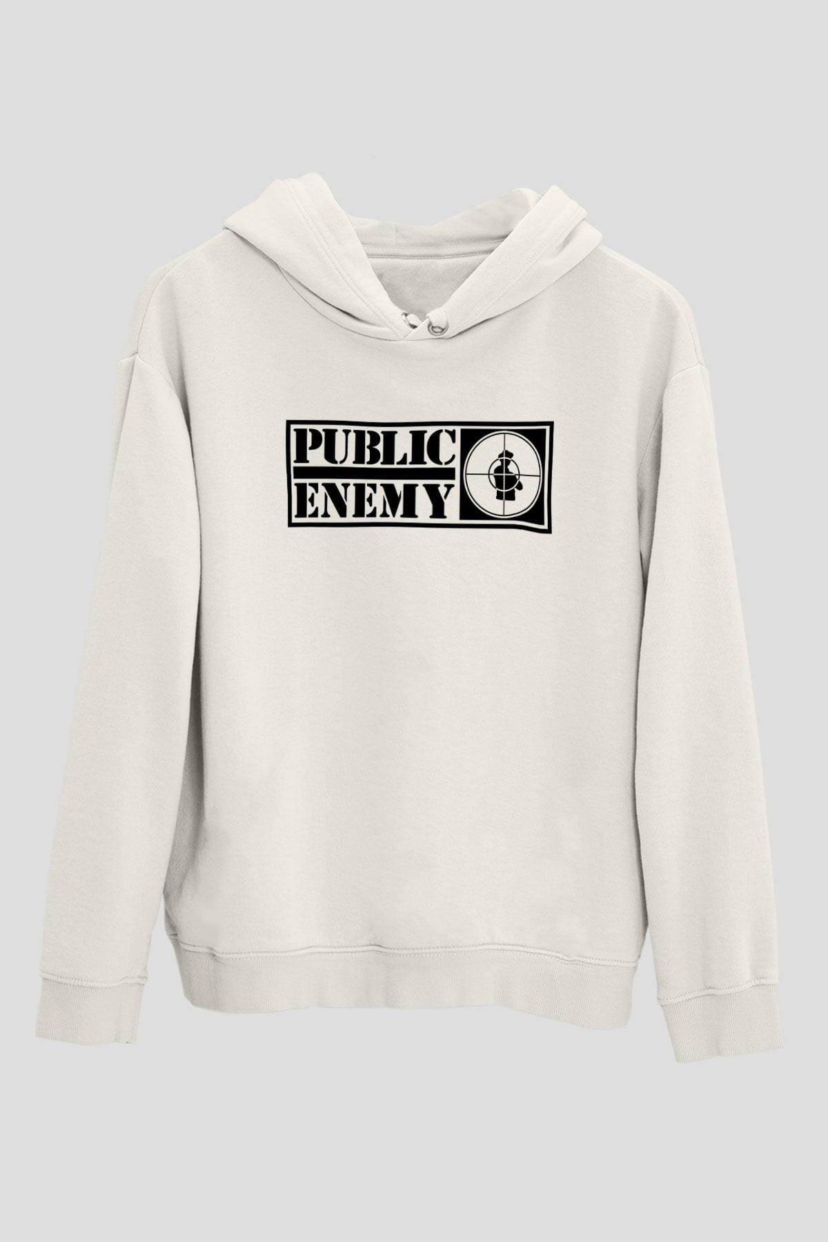 Public Enemy Beyaz Unisex Kapşonlu Sweatshirt
