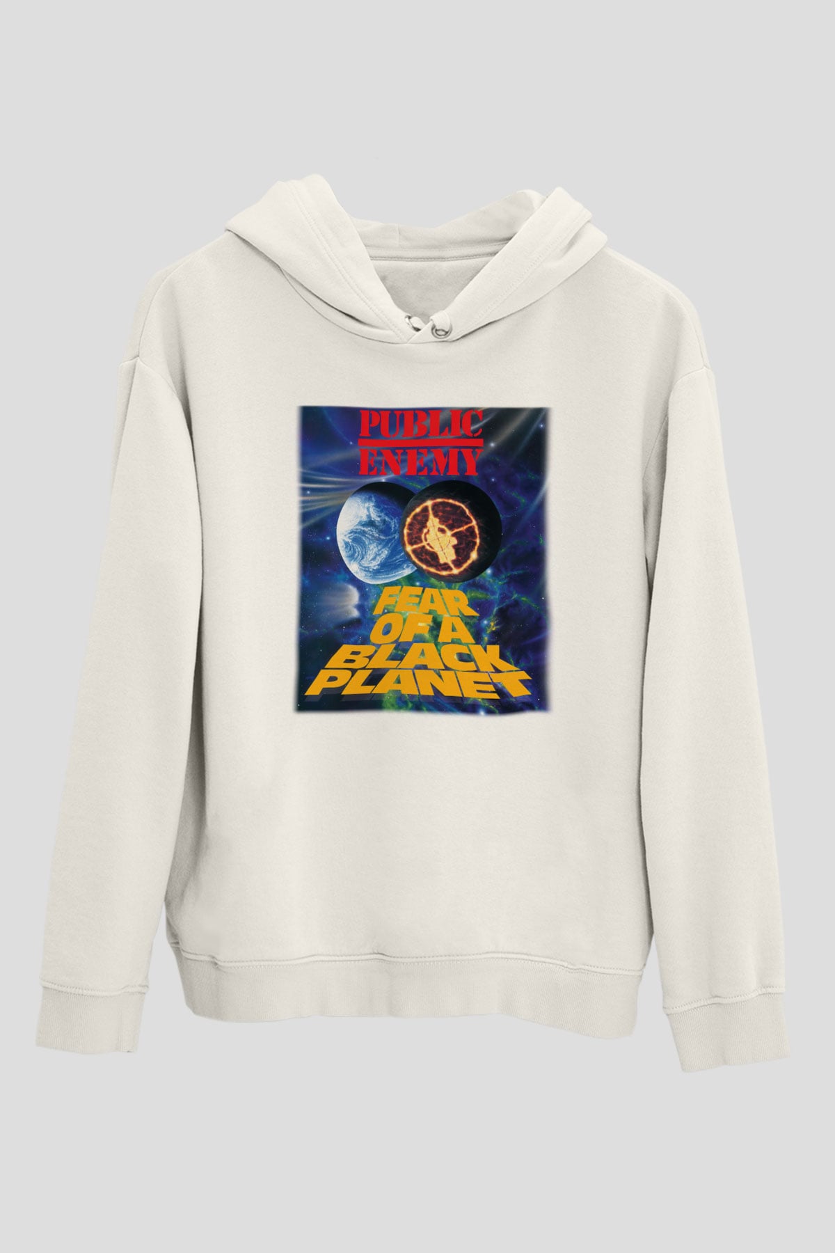 Public Enemy Beyaz Unisex Kapşonlu Sweatshirt