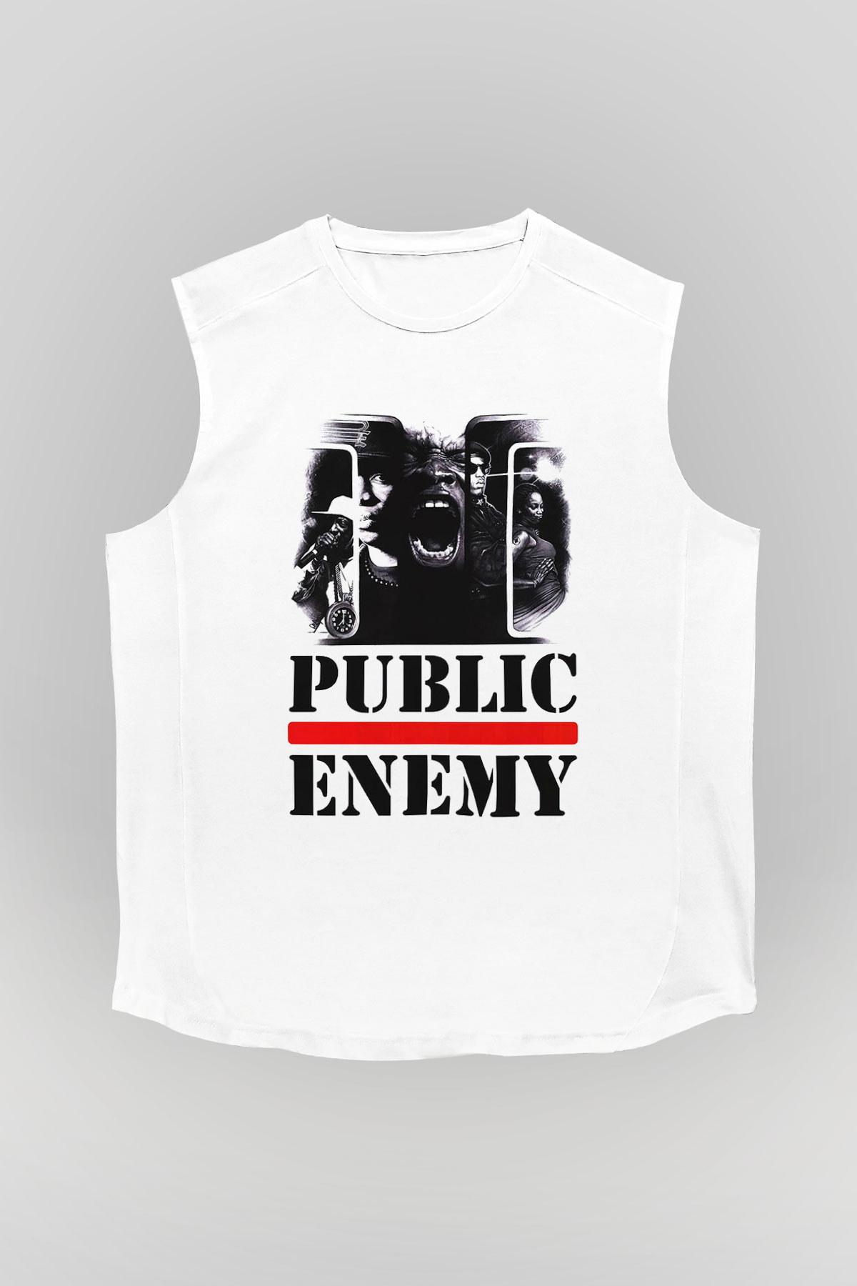 Public Enemy Beyaz Unisex Kolsuz Tişört