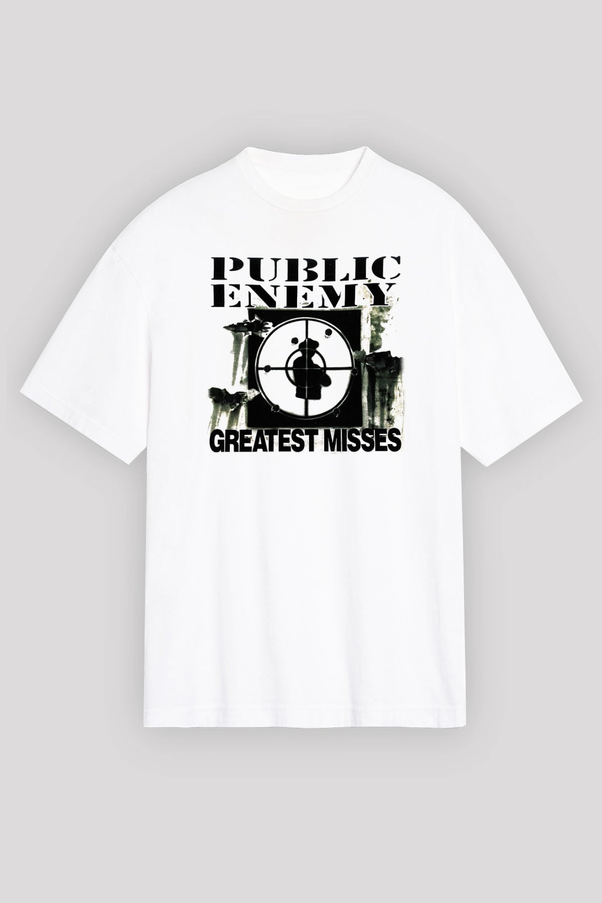 Public Enemy Beyaz Unisex Oversize Tişört T-Shirt