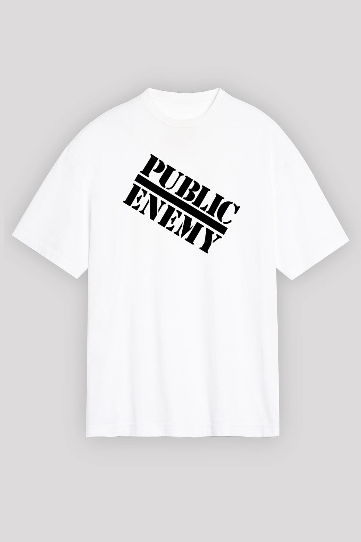 Public Enemy Beyaz Unisex Oversize Tişört T-Shirt