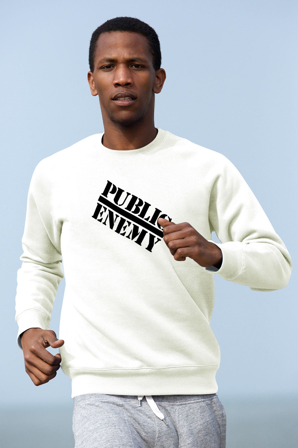 Public Enemy Beyaz Unisex Sweatshirt