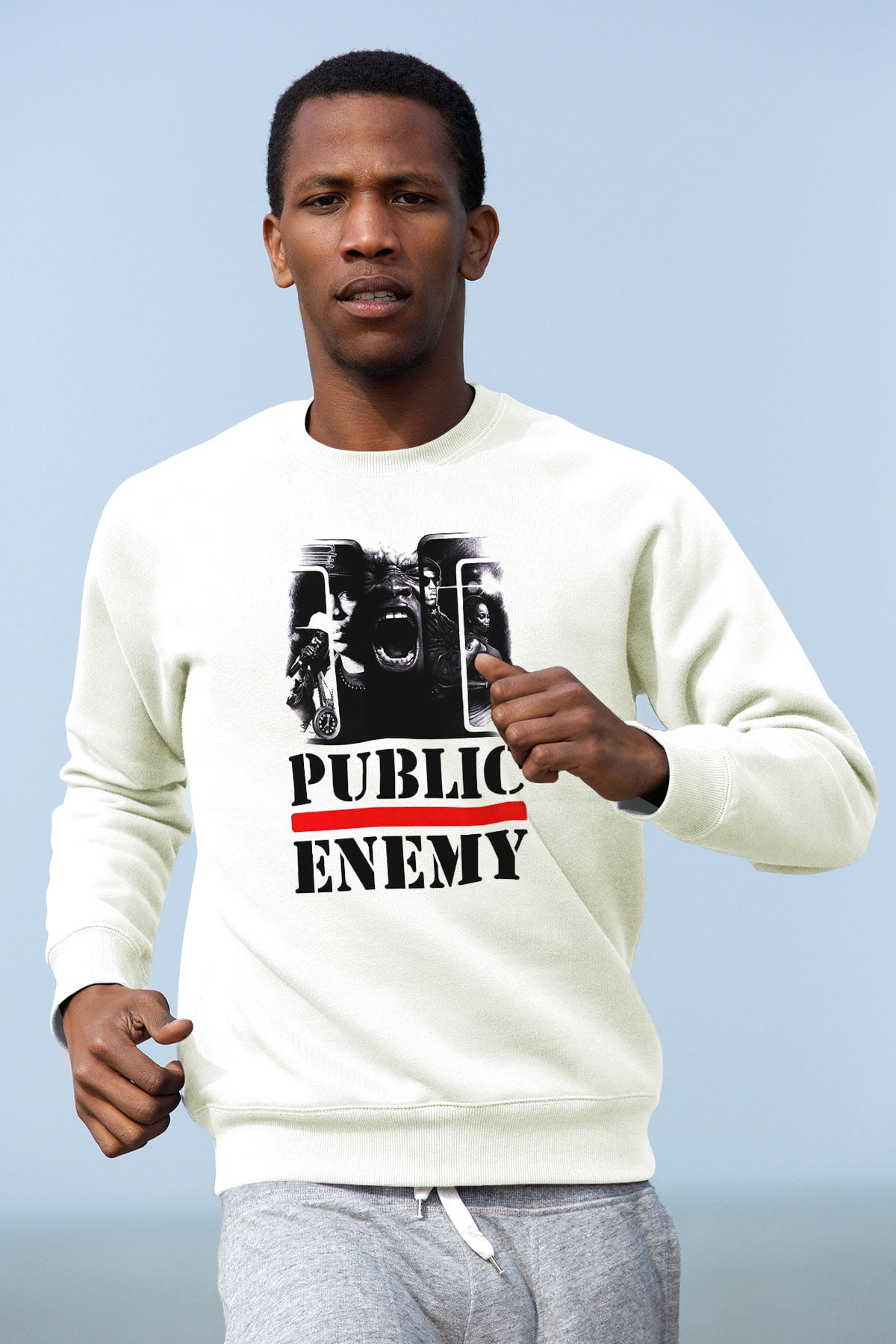 Public Enemy Beyaz Unisex Sweatshirt