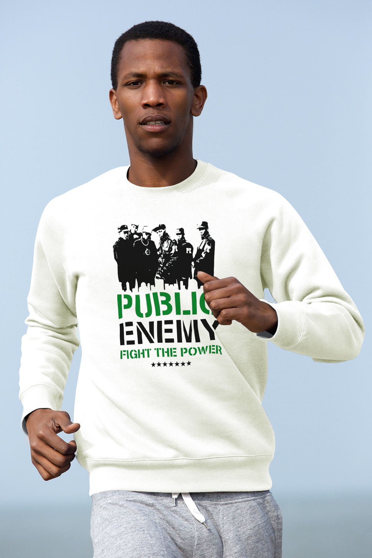 Public Enemy Beyaz Unisex Sweatshirt