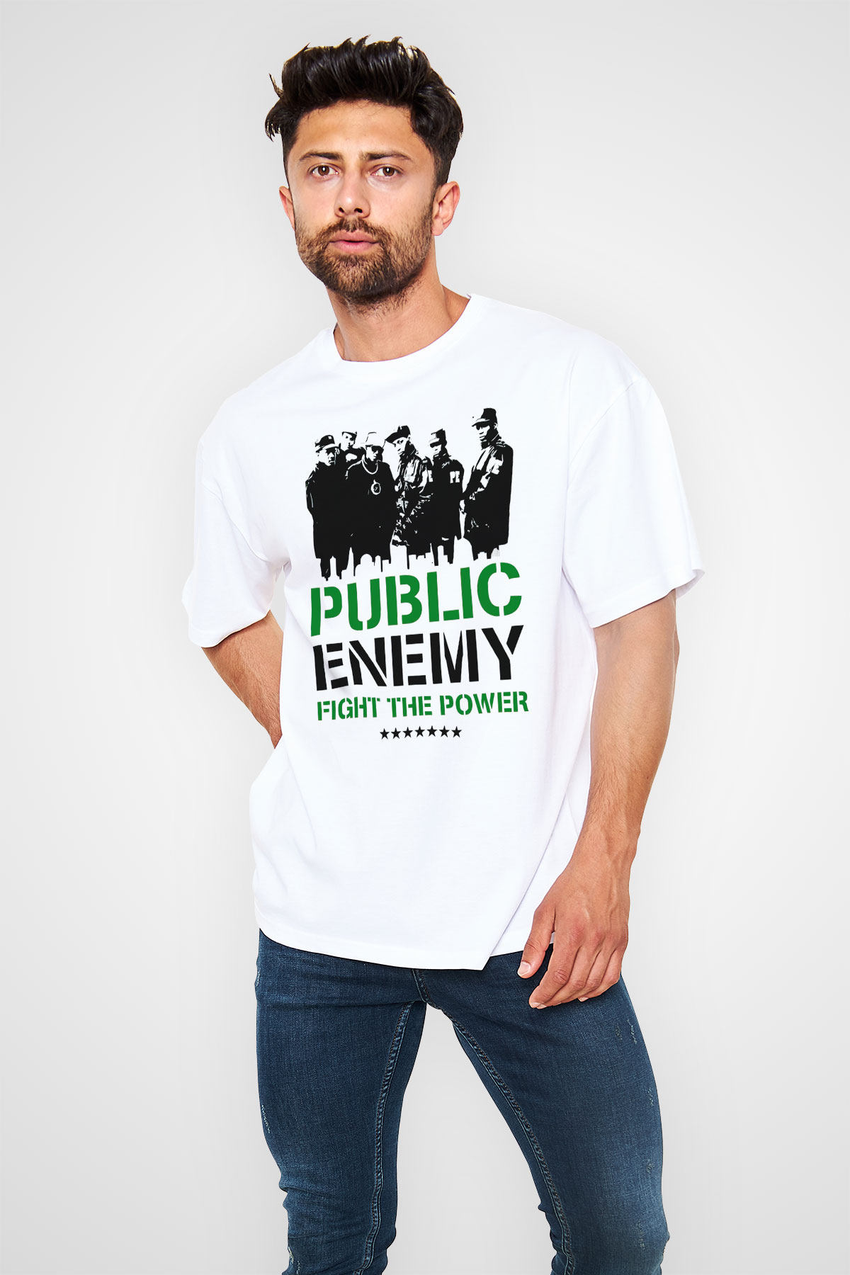 Public Enemy Beyaz Unisex Tişört T-Shirt - TişörtFabrikası