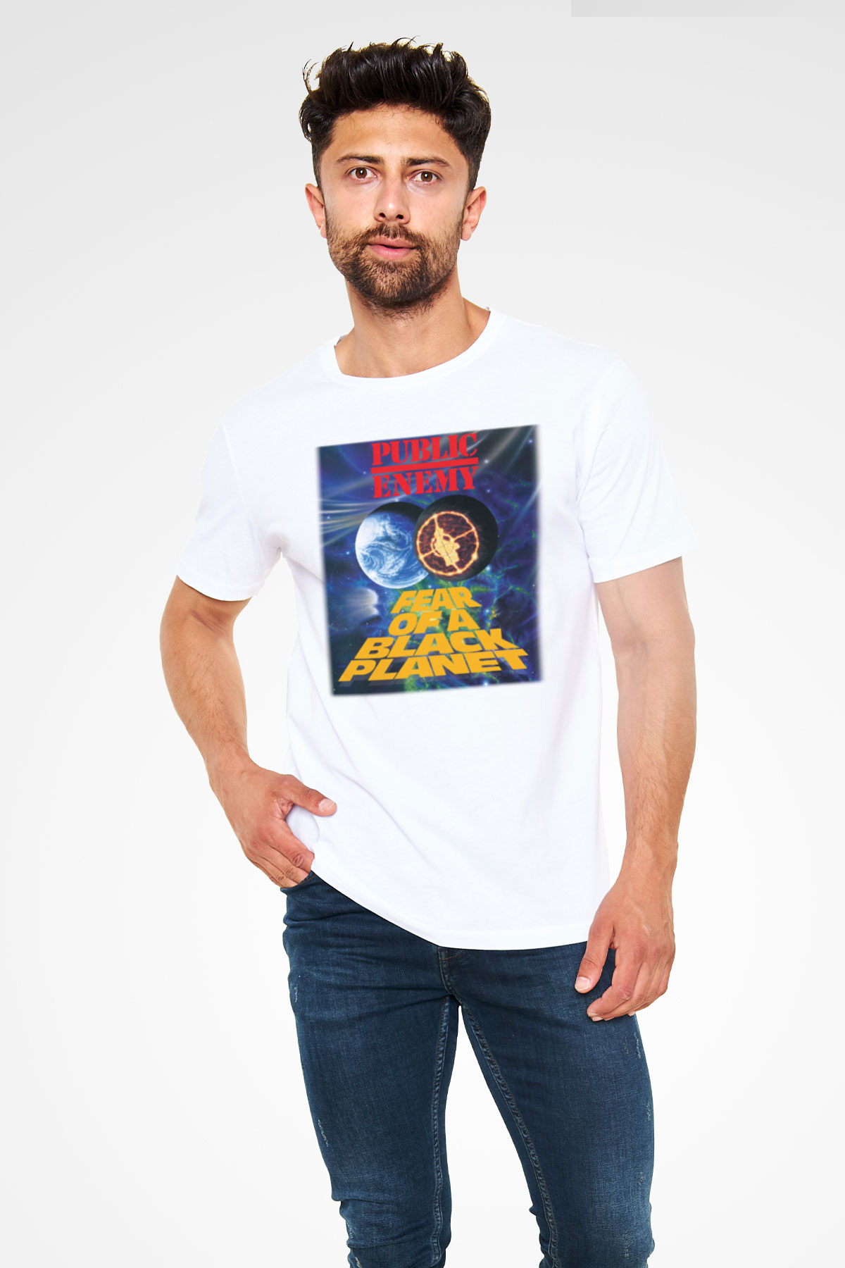 Public Enemy Beyaz Unisex Tişört T-Shirt - TişörtFabrikası