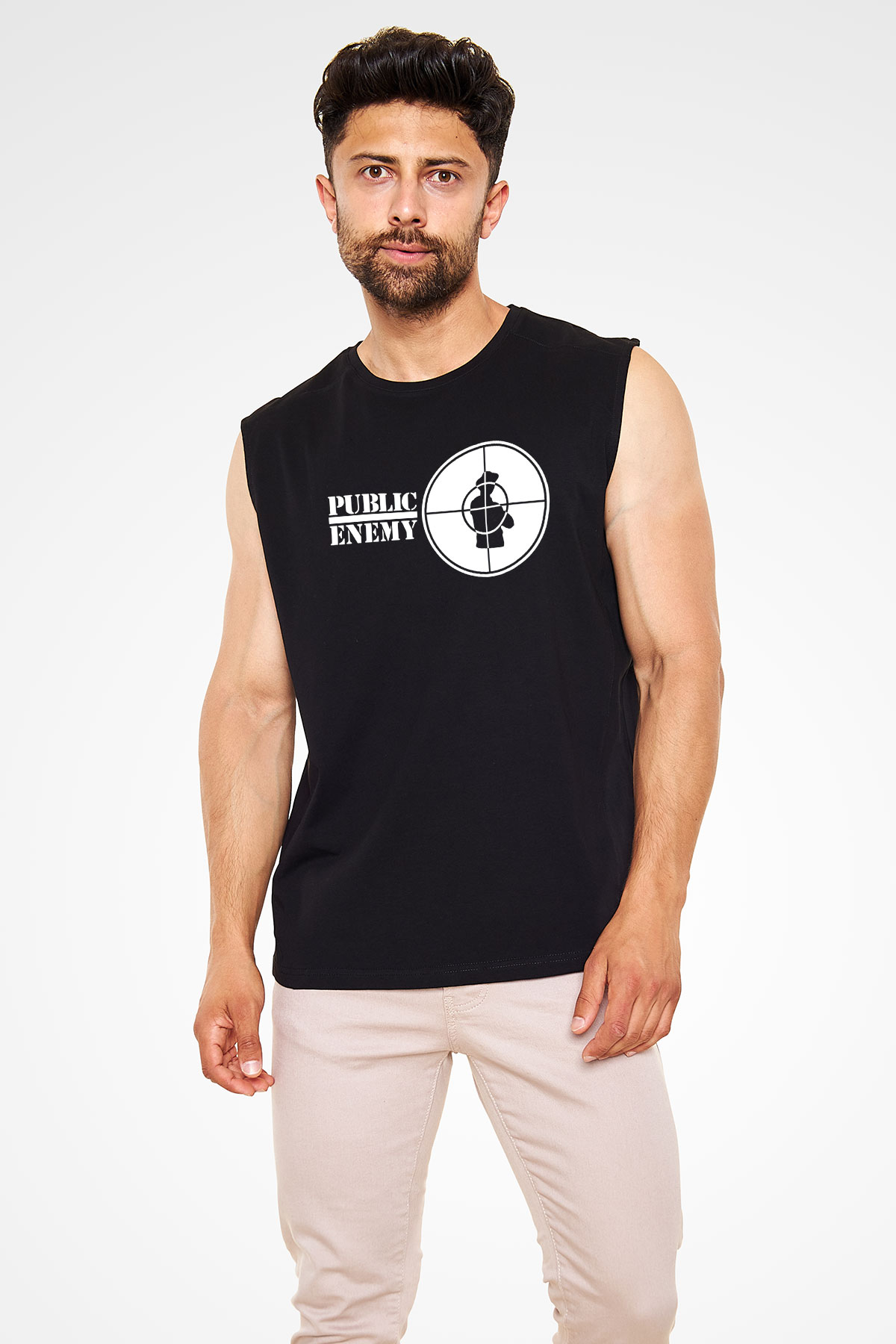 Public Enemy Siyah Unisex Kolsuz Tişört