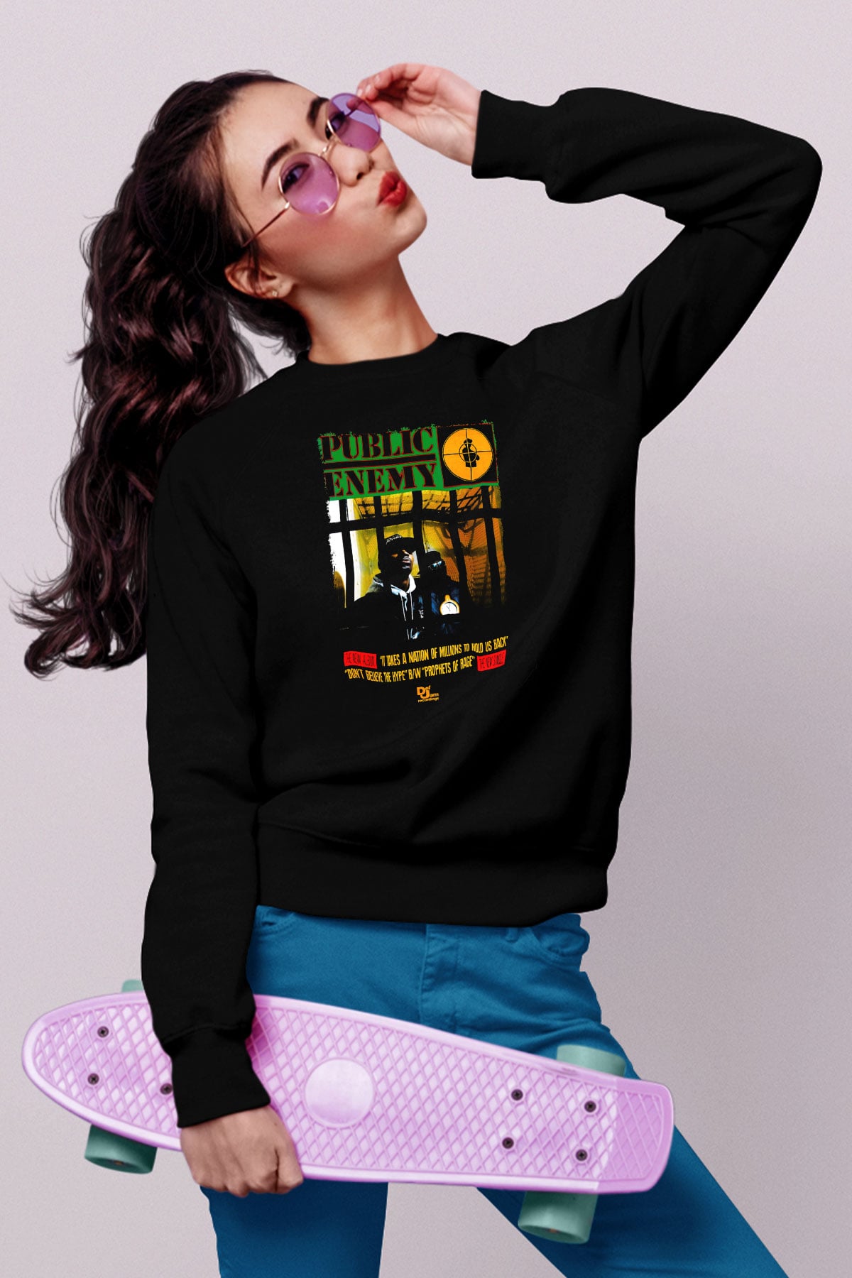 Public Enemy Siyah Unisex Sweatshirt